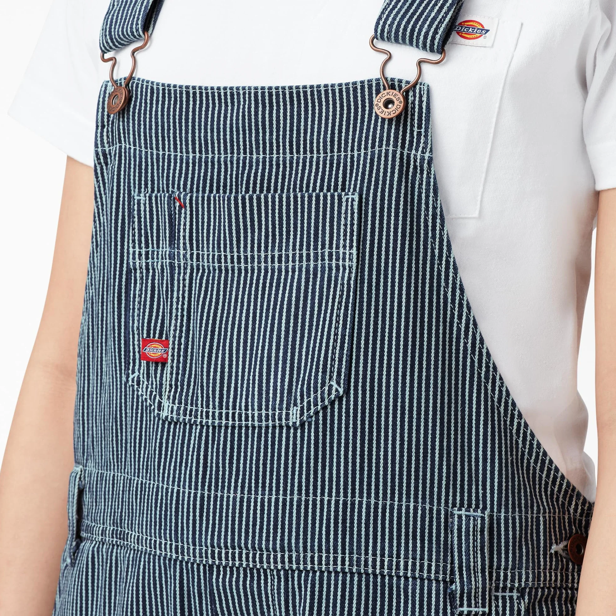 Dickies, Damskie ogrodniczki w swobodnym stylu z prostymi nogawkami, Rinsed Hickory Stripe, M