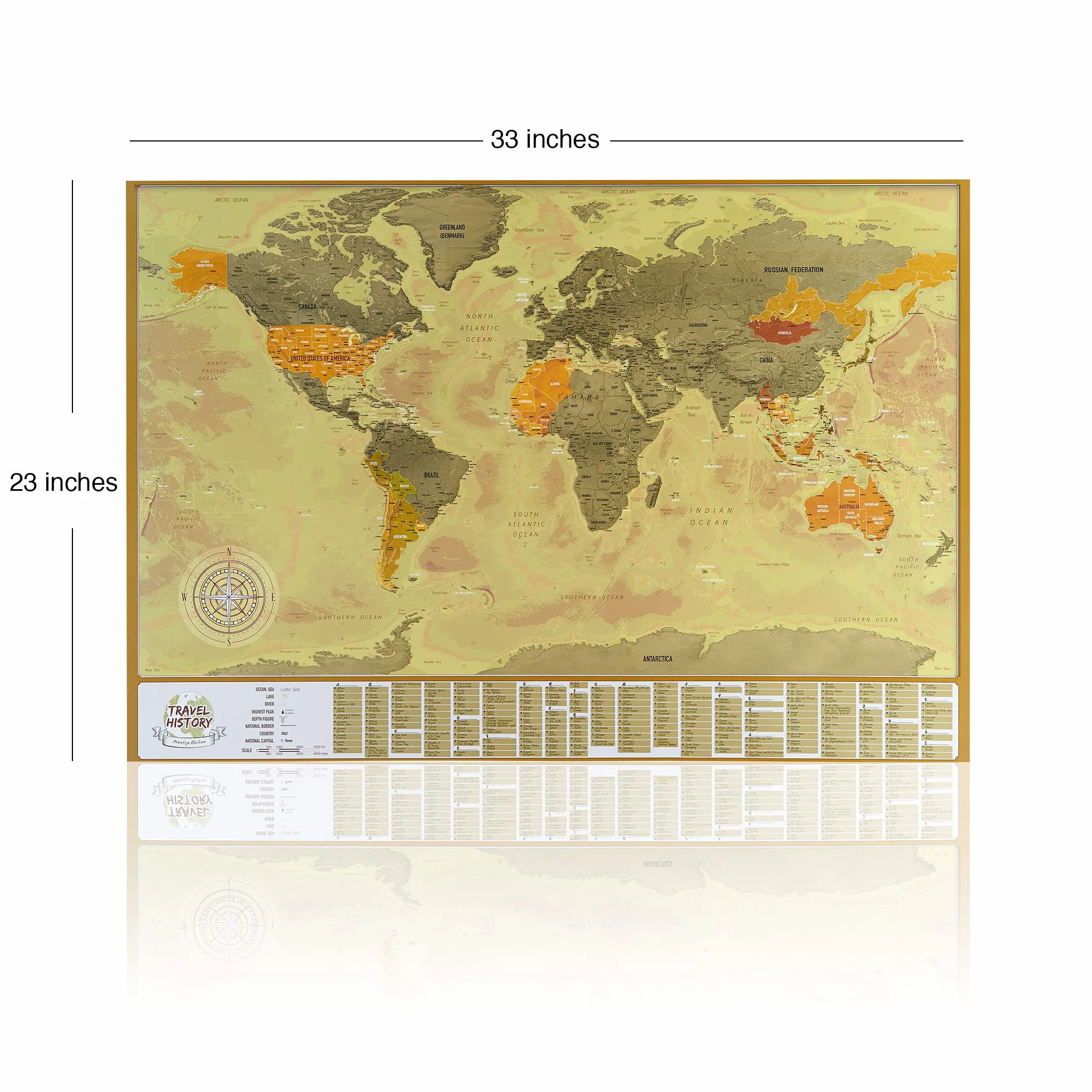 Mapa Świata do Zdrapywania z Flagami, Wielokolorowa Mapa Podróży 84 x 57 cm - Wspaniały Prezent Urodzinowy dla Przyjaciół, Karta Wyprodukowana w Europie.