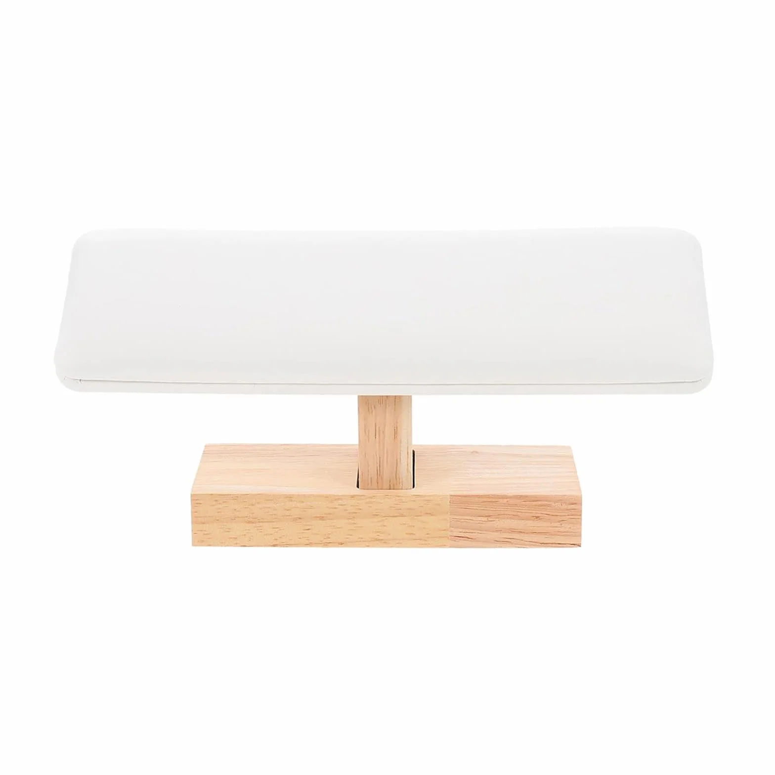 Drewniany stojak na zegarek, stojak na bransoletkę, uchwyt na bransoletkę z paskiem T, biały, 20 x 5,5 x 8,5 cm, może być używany do wyświetlania naszyjników, bransoletek na kostki,