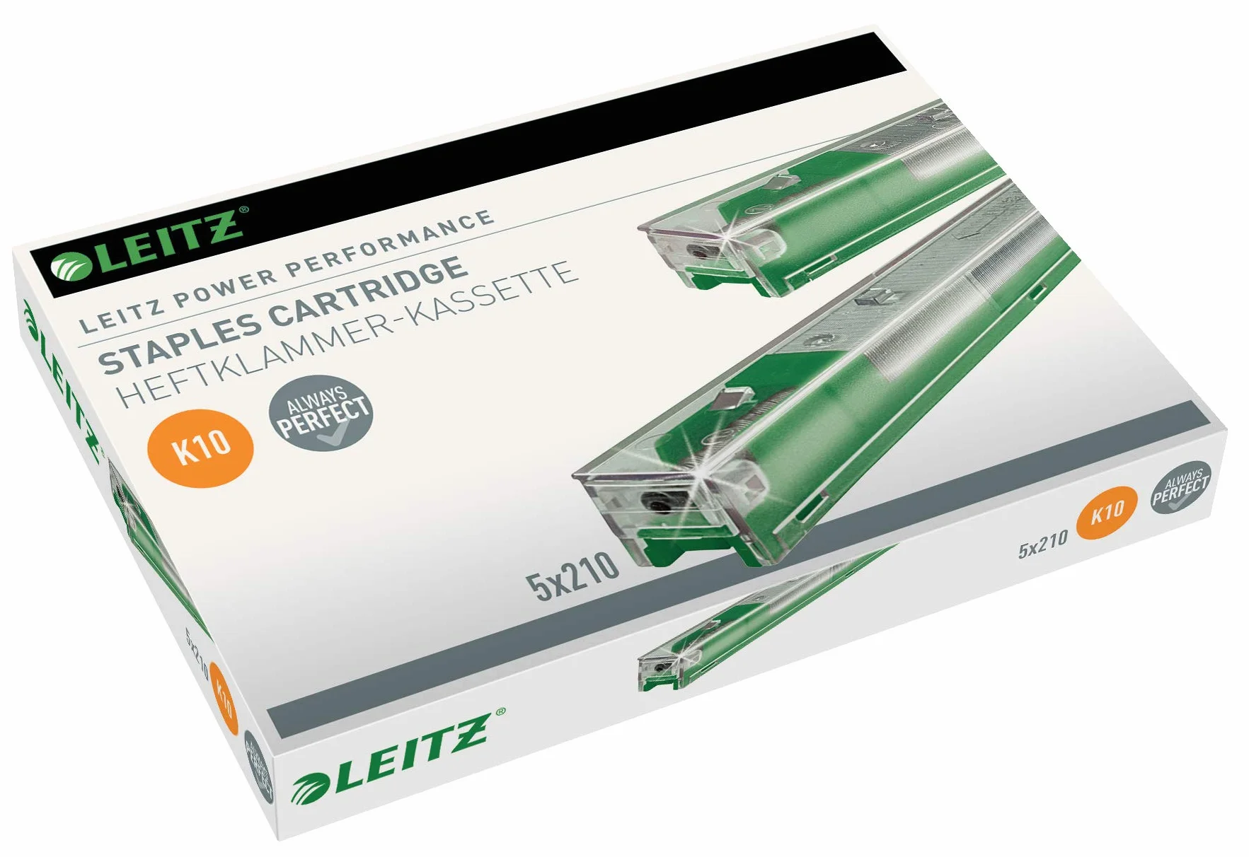 Leitz Power Performance Heavy-Duty kasety ze zszywkami K10, ocynkowane, pudełko z 5 kasetami, 5 x 210 zszywek, 55930000
