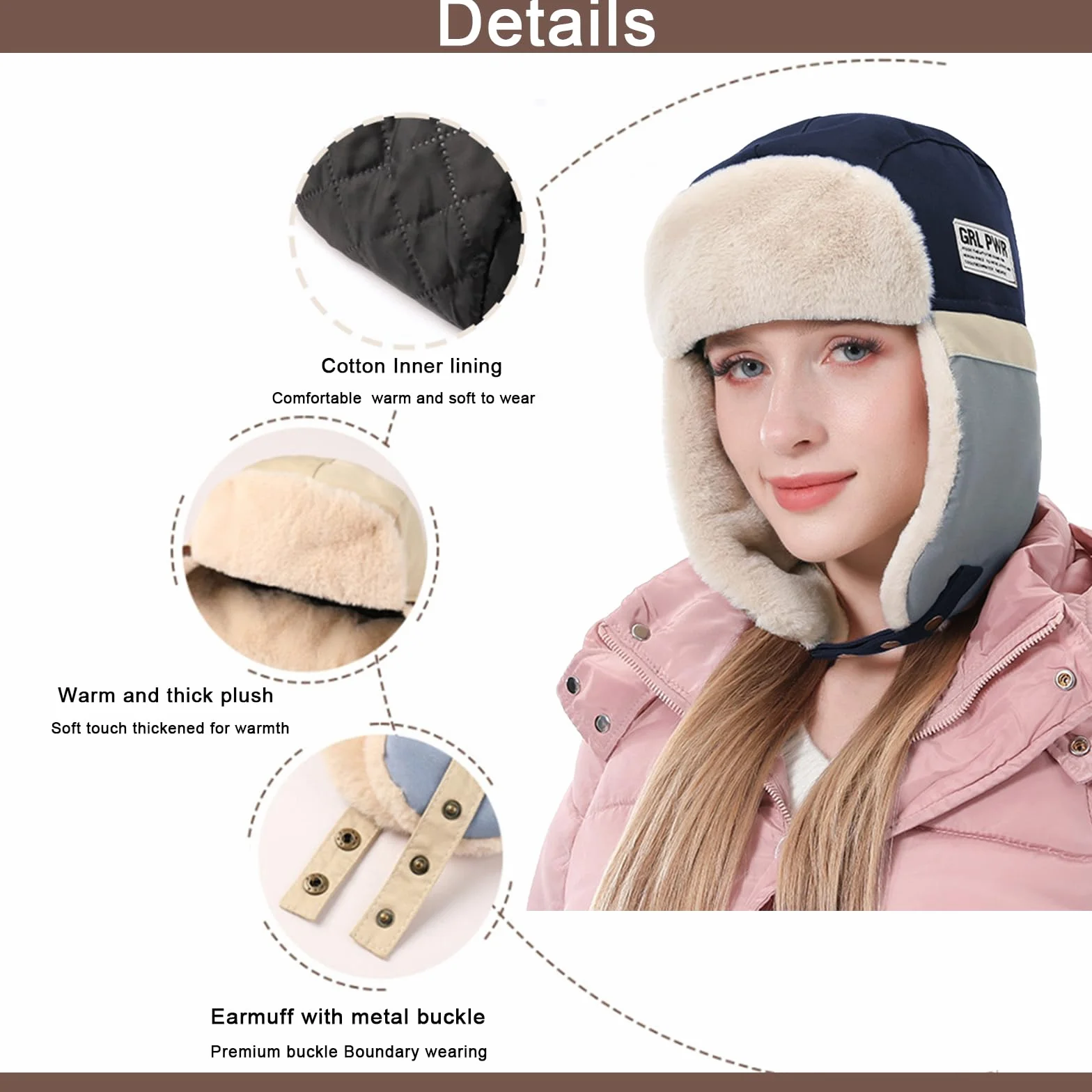 Rayson Męska czapka zimowa Ushanka, ciepła czapka lotnicza, czapka damska z klapkami na uszy, uniseks, wiatroszczelna, trapper czapka męska do jazdy na nartach, łyżwach