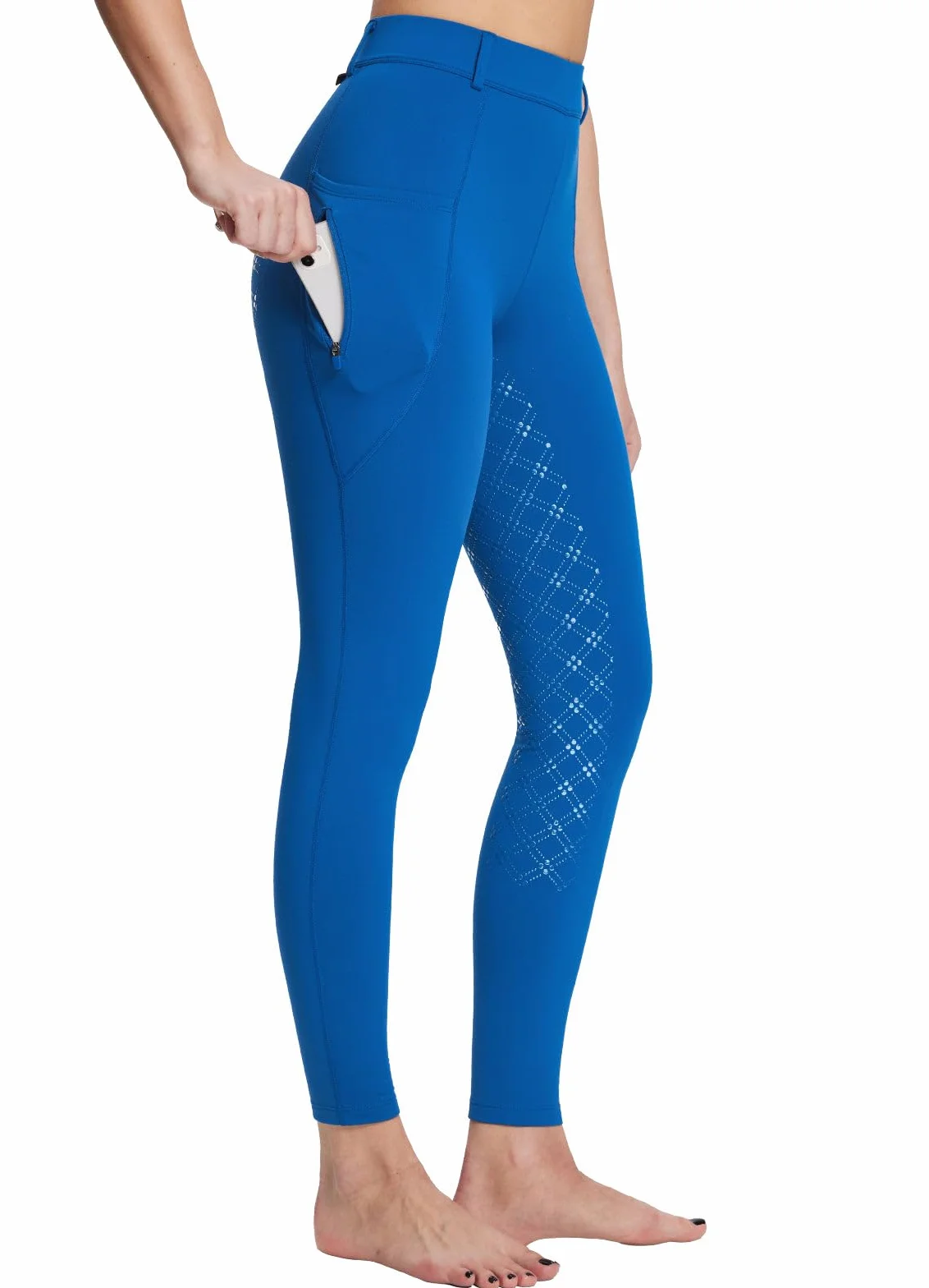 BALEAF Damskie legginsy do jazdy konnej z podszewką polarową Jodhpurs Jeździectwo silikonowe bryczesy pełne siedzenie rajstopy z kieszeniami