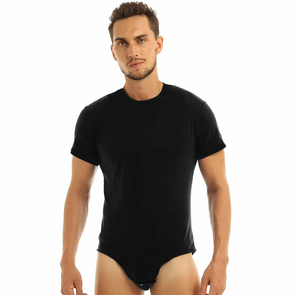 Freebily Body Męskie Sportowe Kombinezon Bawełniany Triathlon Artystyczny Trampki Leotard Kombinezon Bodysuit Piżama Krótkie Ogrodniczki Siłownia Sportowa Koszulka Fitness