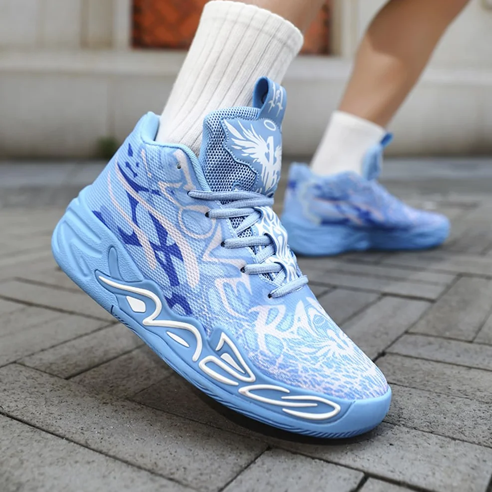 Męskie buty do koszykówki modne antypoślizgowe trampki i buty sportowe unisex lekka gumowa podeszwa zewnętrzna, oddychające, sportowe trampki młodzieżowe