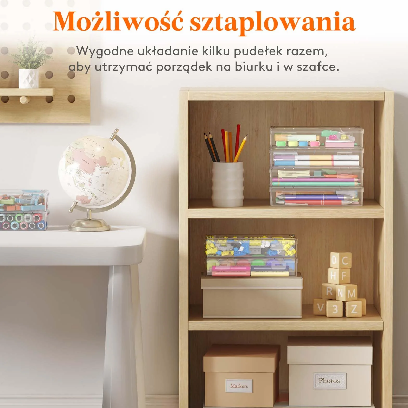 Lifewit Plastikowy piórnik z zatrzaskową pokrywką, twardy organizator do artykułów artystycznych, do klasy i biura, opakowanie 2 szt.