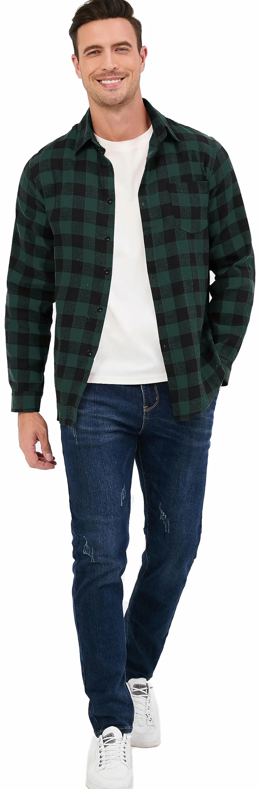 Bluzka w kratkę bawełna męska koszula drwal westernowa flanelowa koszula z długim rękawem, swobodny, klasyczny retro szkocki kamizelka bluzka S-XXXL