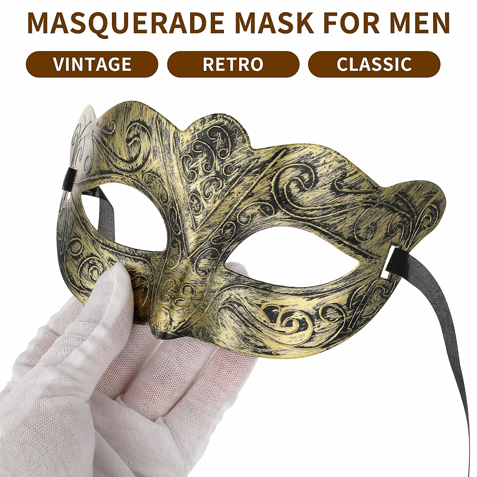 Sibba Maska maskaradowa dla mężczyzn, weneckie maski, na imprezę, bal, vintage, kostium na Halloween, Mardi Gras, maska na Boże Narodzenie, do przebrania, cosplay, studniówki, akcesoria karnawałowe