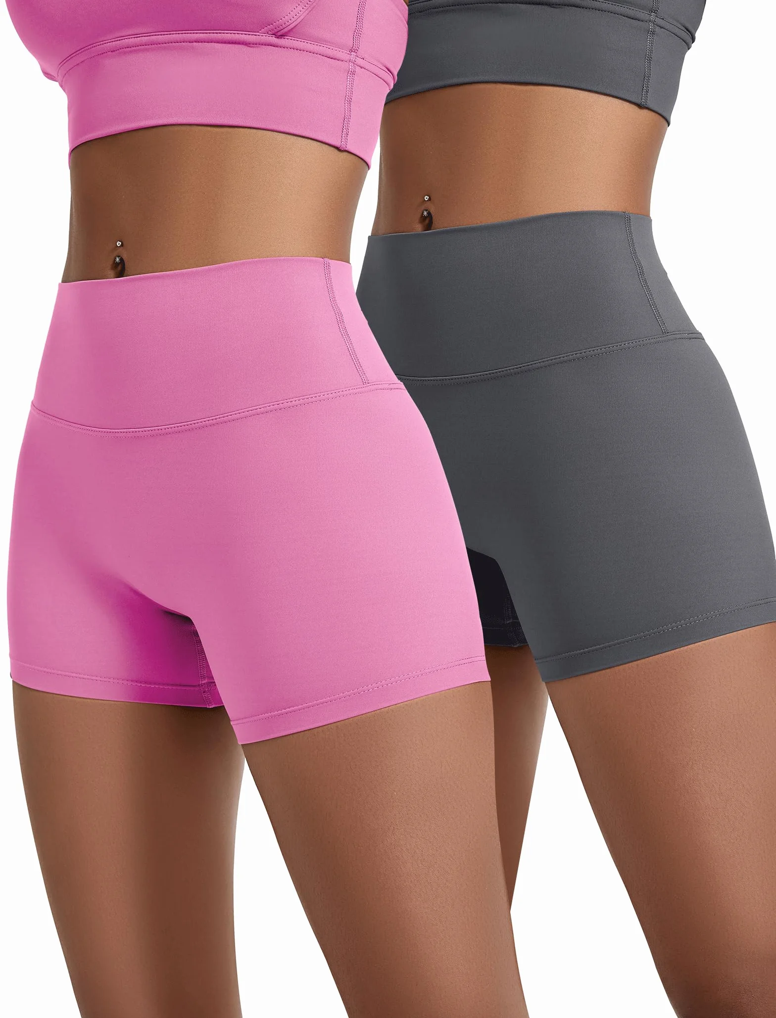 VOENXE Damskie spodenki do jogi, wysoka talia Push Up Rajstopy do biegania, elastyczne sportowe legginsy, siłownia ćwiczenia Scrunch Butt szorty,Sportowe Rajstopy Jogging Krótkie legginsy Multi Pack 2