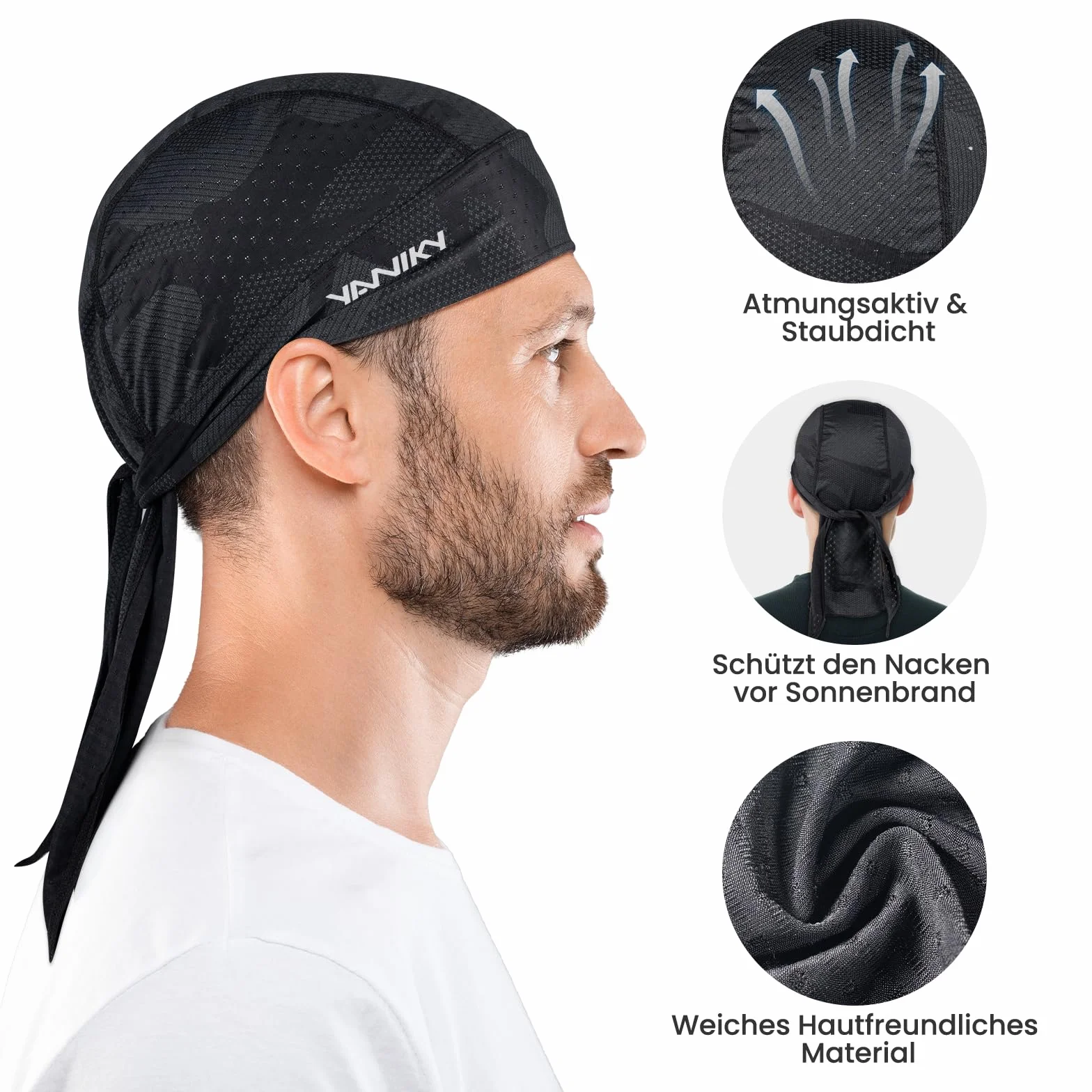 YANIKY Sportowa czapka bandana, ochrona przed promieniowaniem UV, oddychająca chusta na głowę, dla mężczyzn i kobiet, szybkoschnąca, Durag pod kaskiem, na lato, do uprawiania sportów na świeżym
