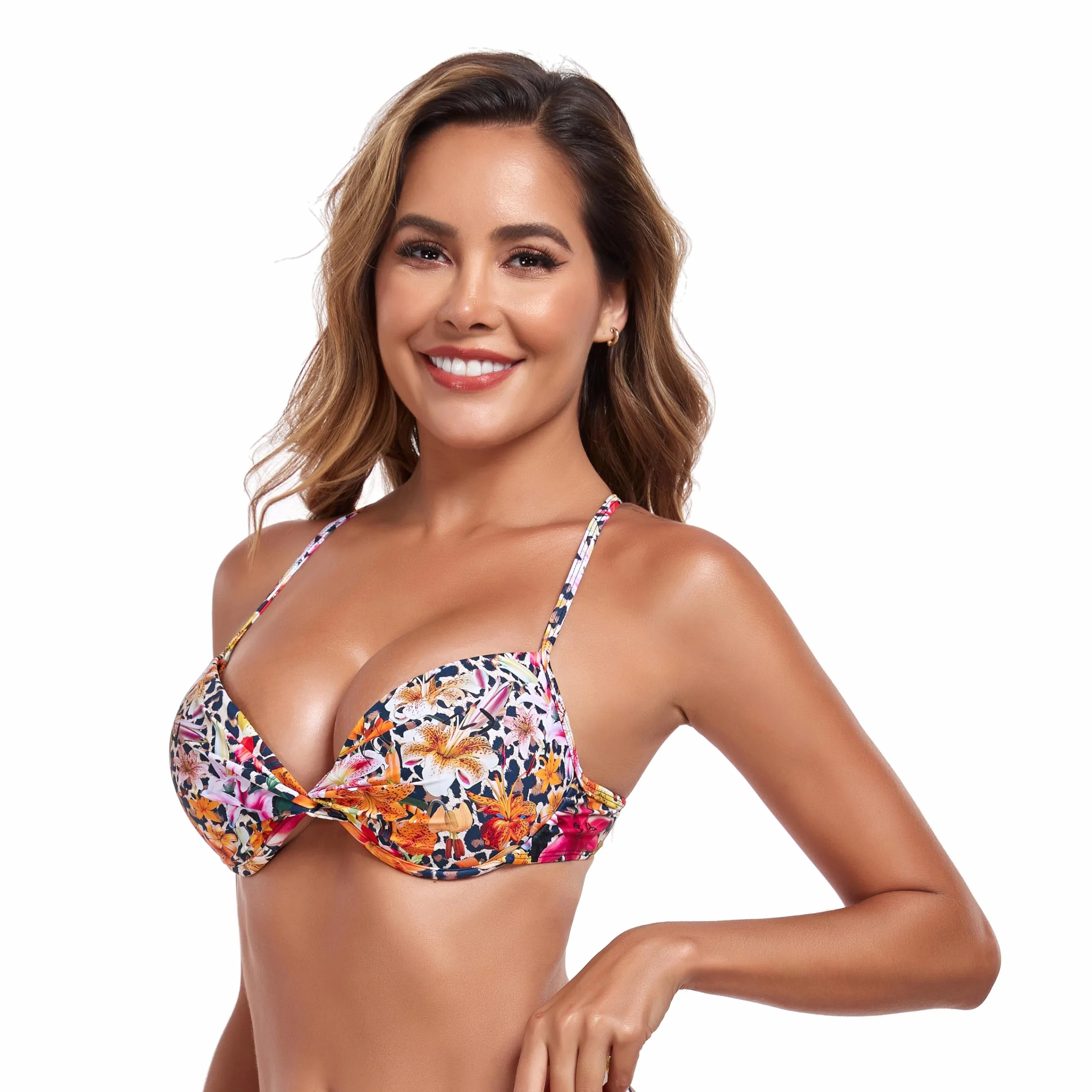 RELLECIGA Damski Strój Kąpielowy Górna Część Push-up Bikini Top Twist Front