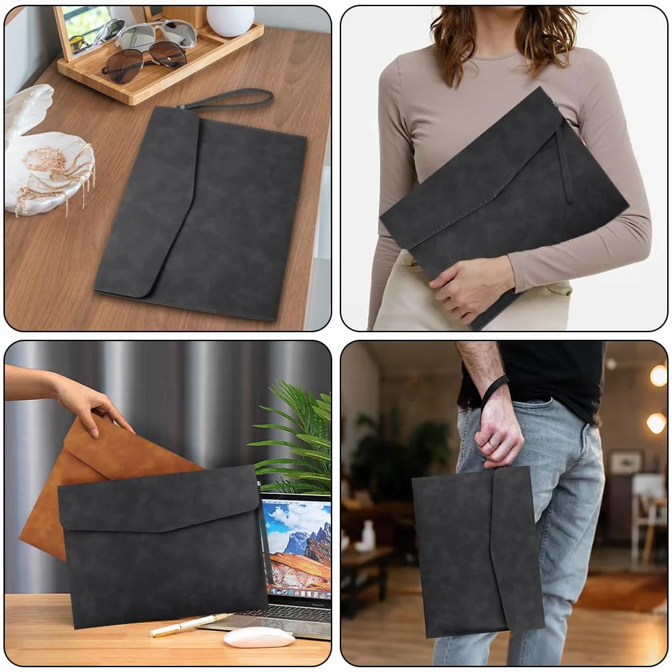 OFFCUP Koperta na dokumenty, skórzana teczka na dokumenty A4, przenośna torba na dokumenty PU z kieszeniami, torba portfolio podróżna, uchwyt organizer na dokumenty i artykuły pa, etui na