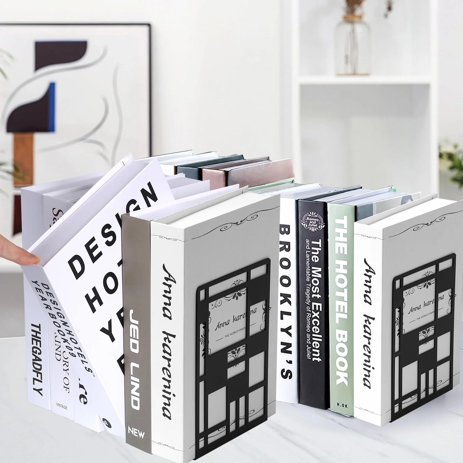 Gucass 4 Pary PodpóRki Do KsiążEk, Metalowy Uchwyt Na KsiążKi Do RegałóW Bookends, WytrzymałE Organizer Na KsiążKi, Niewidoczny Regał Na KsiążKi, Do SzkołY, Domu, Biura,19x 10x 13cm, Czarny