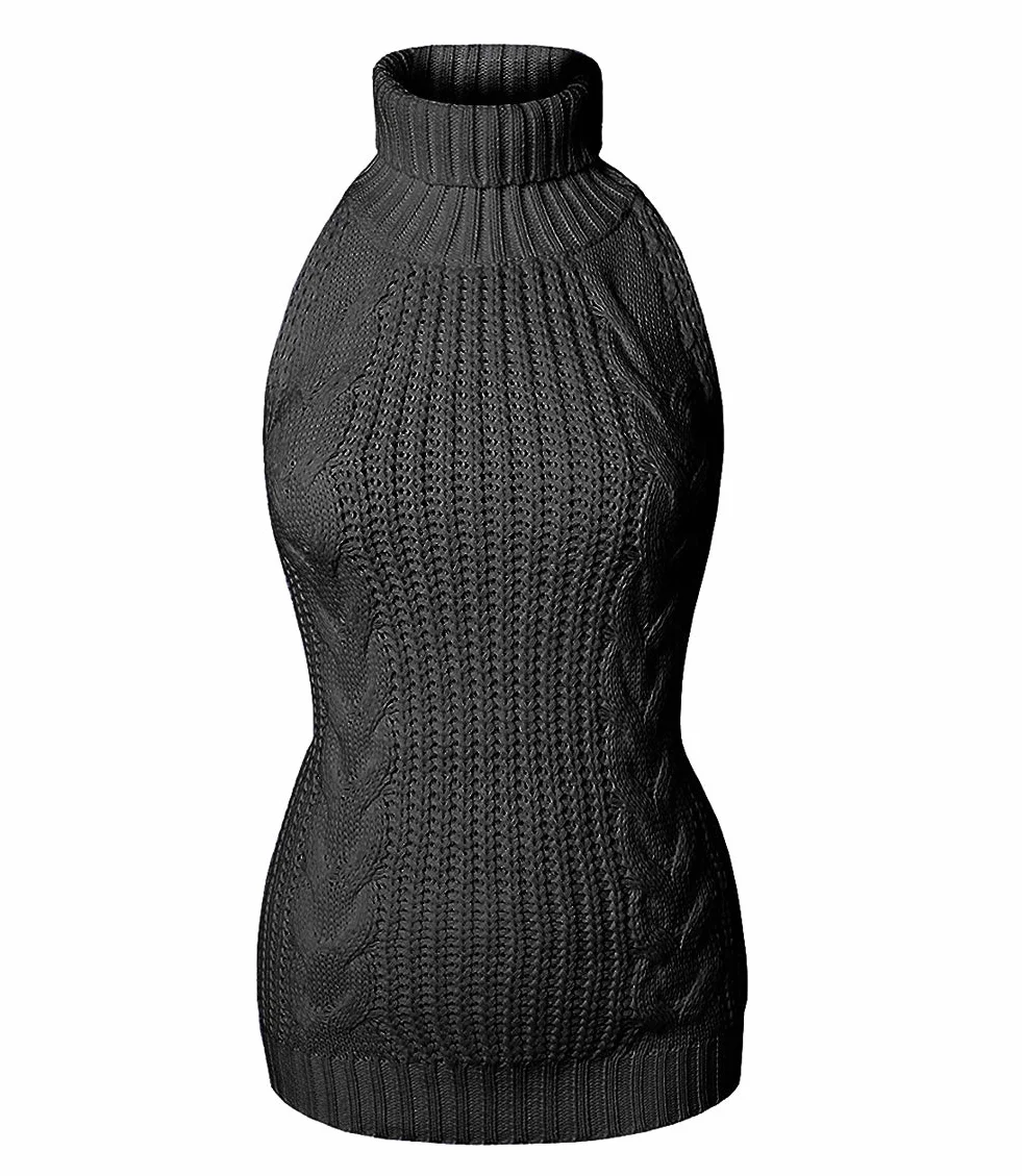 Damski sweter bez pleców Hollow Out Anime Cosplay Zabójca Jednoczęściowy Bikini Dzianinowy Tank Top Kamizelka, Czarny typ 1, Rozmiar uniwersalny
