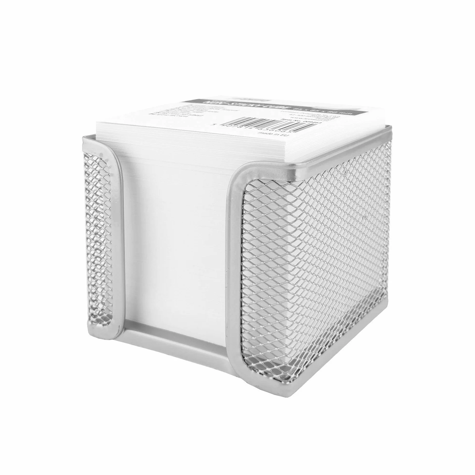 D.RECT Pudełko na karteczki z siatki z 700 arkuszami papieru do notatek (85 x 85 x 80 mm), skrzynka na karteczki, siatka o wyglądzie metalu, 95 x 95 x 80 mm, srebrne