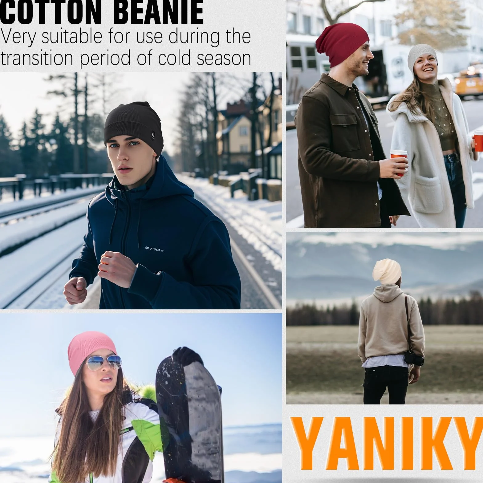 YANIKY Czapka damska, lekka czapka beanie, męska, miękka, wygodna, cienka czapka uniseks Slouch Beanie, Longbeanie, na wszystkie pory roku