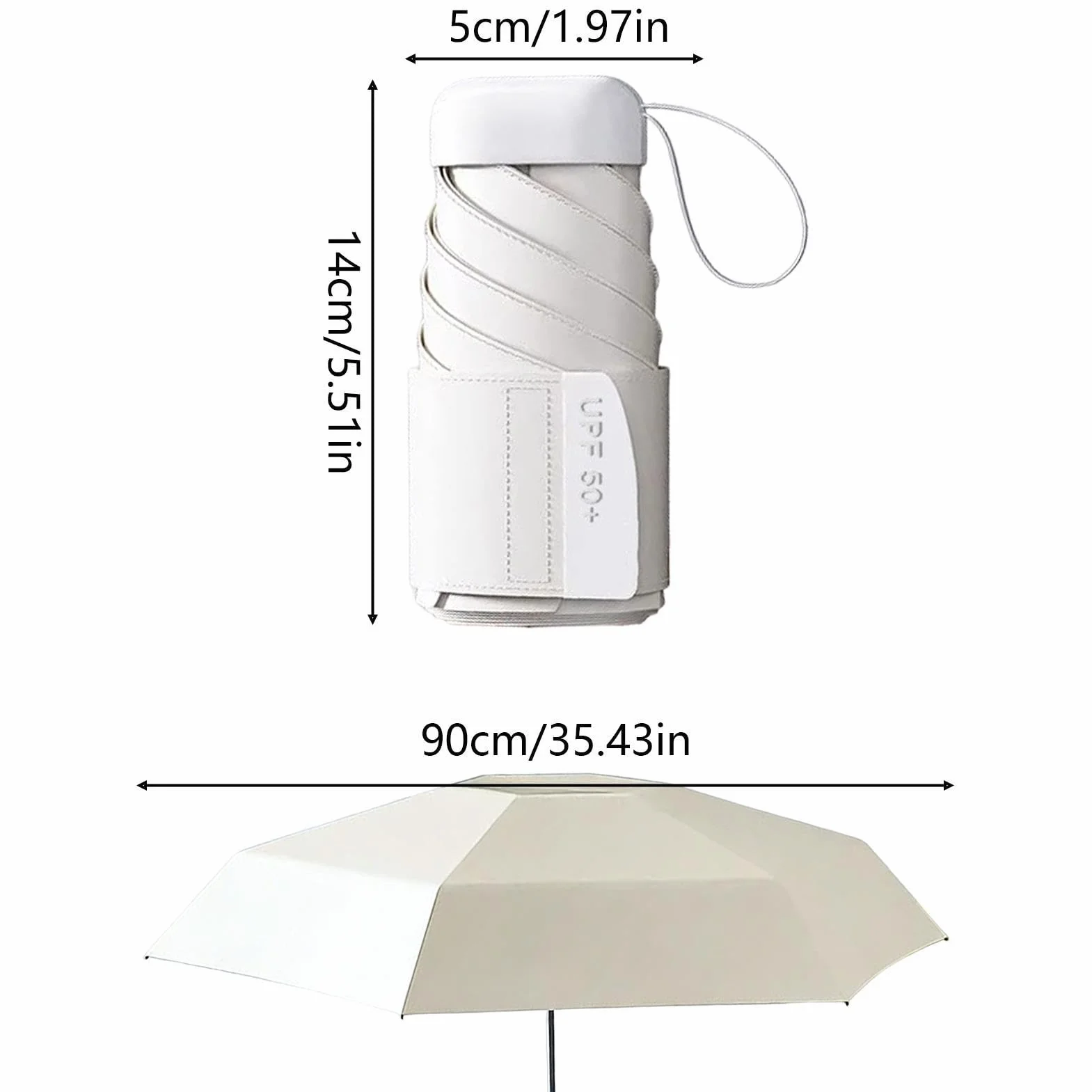Mini Travel Umbrella - Compact Foldable Rain for Sun Protection UPF 50+ | Lightweight Portable Canopy with Wind Resistant Frame, Small Pocket Size for Bag Backpack Daily Commute Use