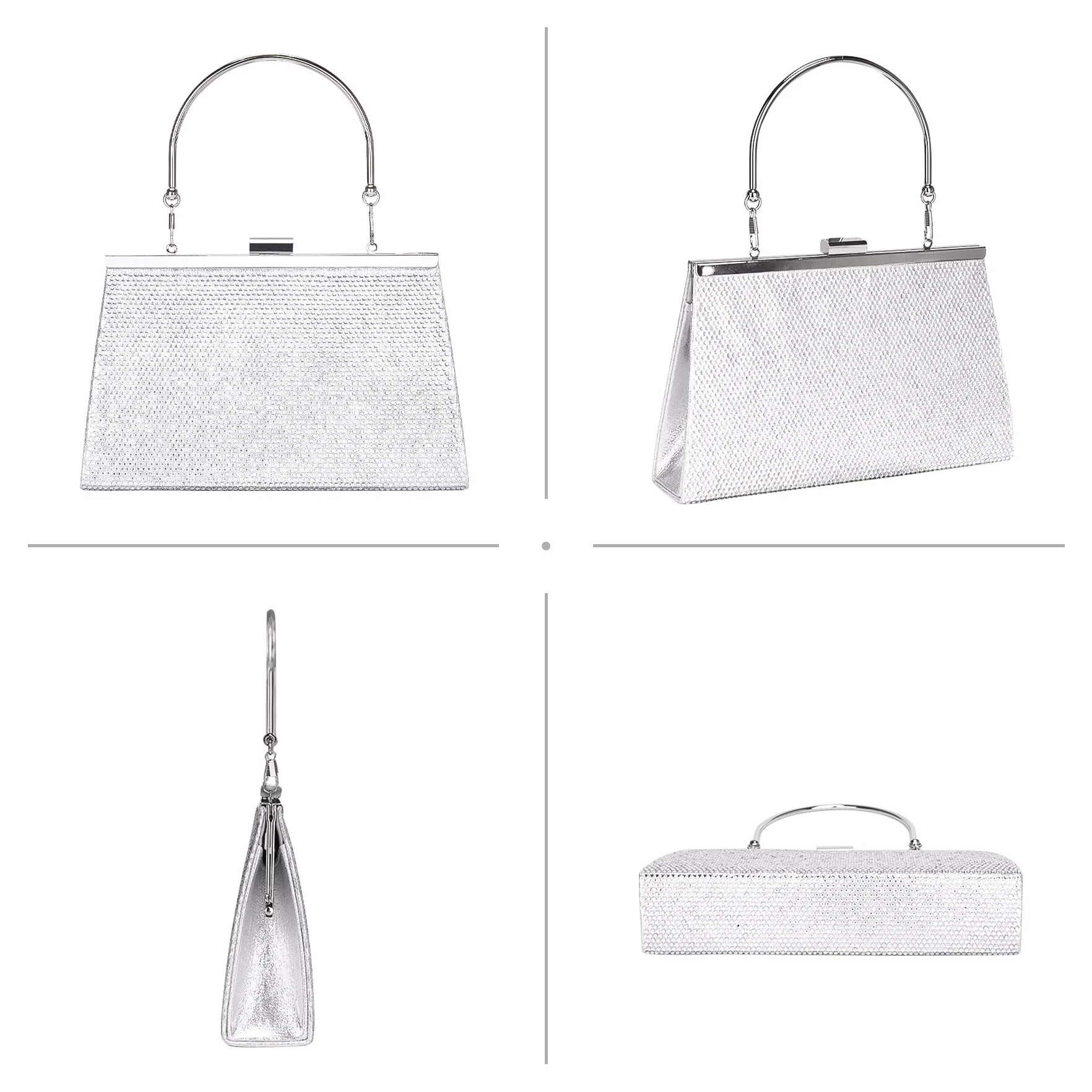 Larcenciel Damskie kopertówki, błyszczące torebki dla kobiet z odpinanym łańcuszkiem, kopertówka z górnym uchwytem, elegancka torba crossbody, modna torba na ramię, na imprezę, studniówkę, ślub