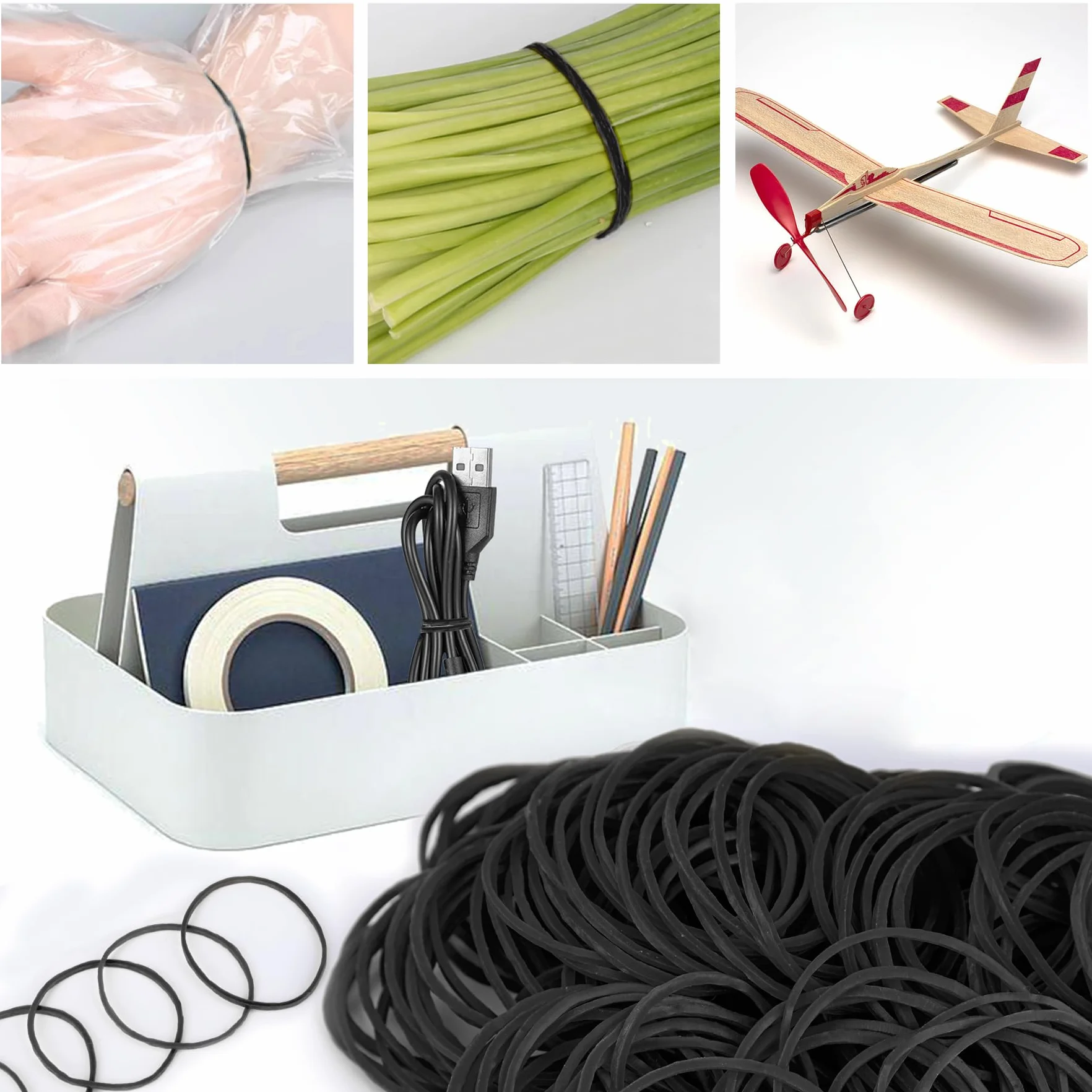200 szt. elastycznych gumek czarny elastycznych gumek, gumki, naturalne, mocne elastyczne taśmy do szkoły, domu, materiałów biurowych, rzemiosła przemysłowego, DIY, 38 mm