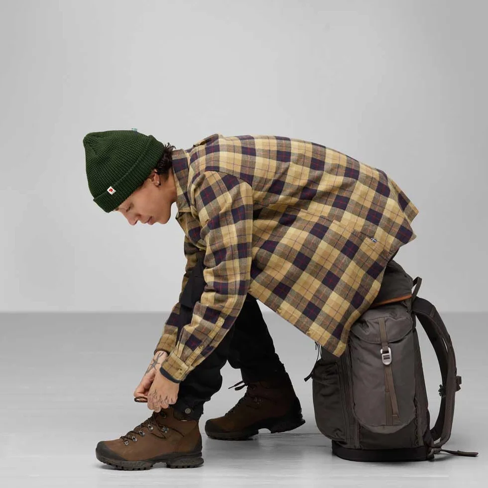 Fjällräven Värmland Heavy Flannel Shirt W - Koszula Flanelowa na Polowanie, 100% Bawełna, L, Ciemny Piasek - Ciemny Granatowy, L