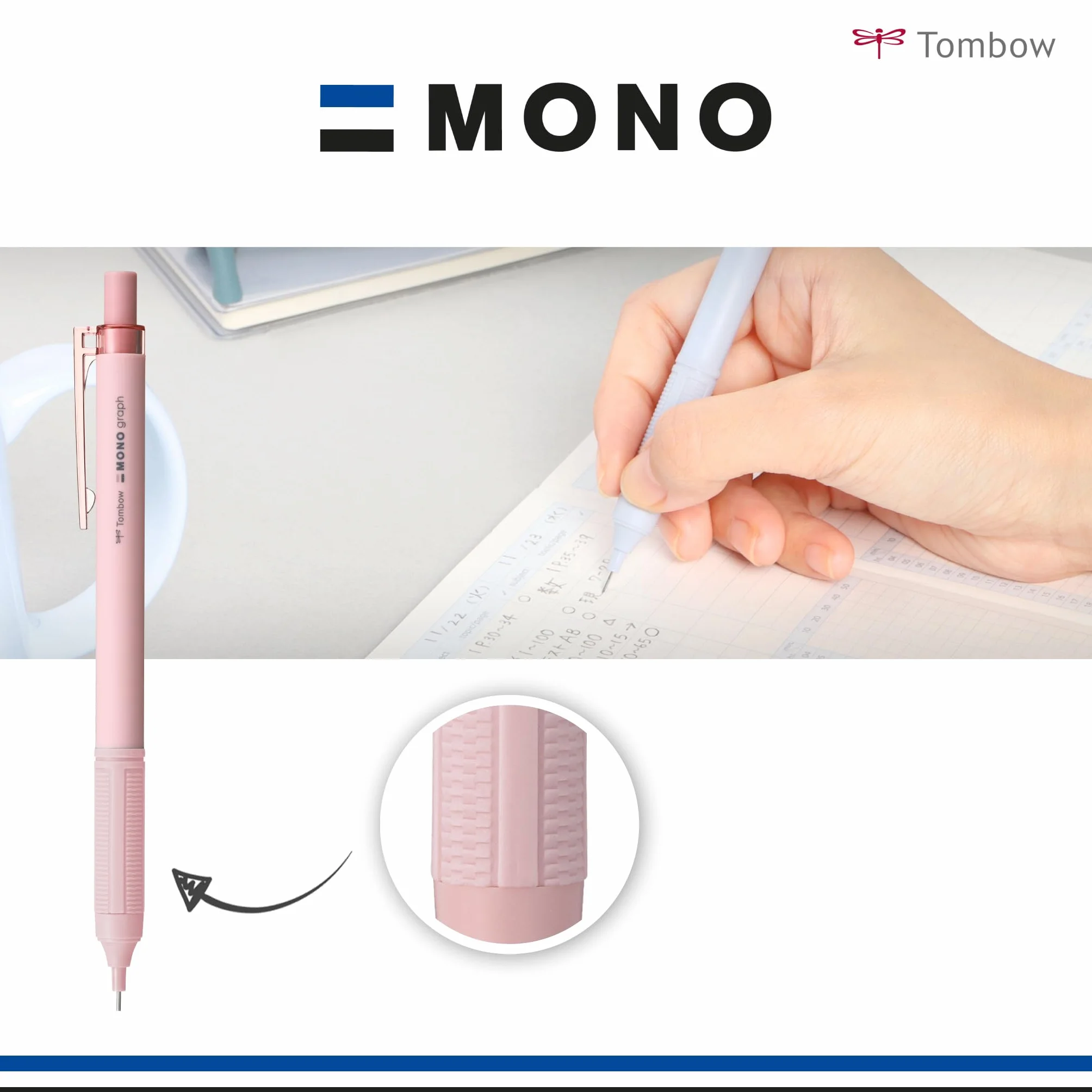 Tombow Ołówek mechaniczny MONO graph Lite czarny, precyzyjna końcówka, komfortowy uchwyt, zintegrowana gumka do ścierania, do ponownego napełniania [SH-MGL14]