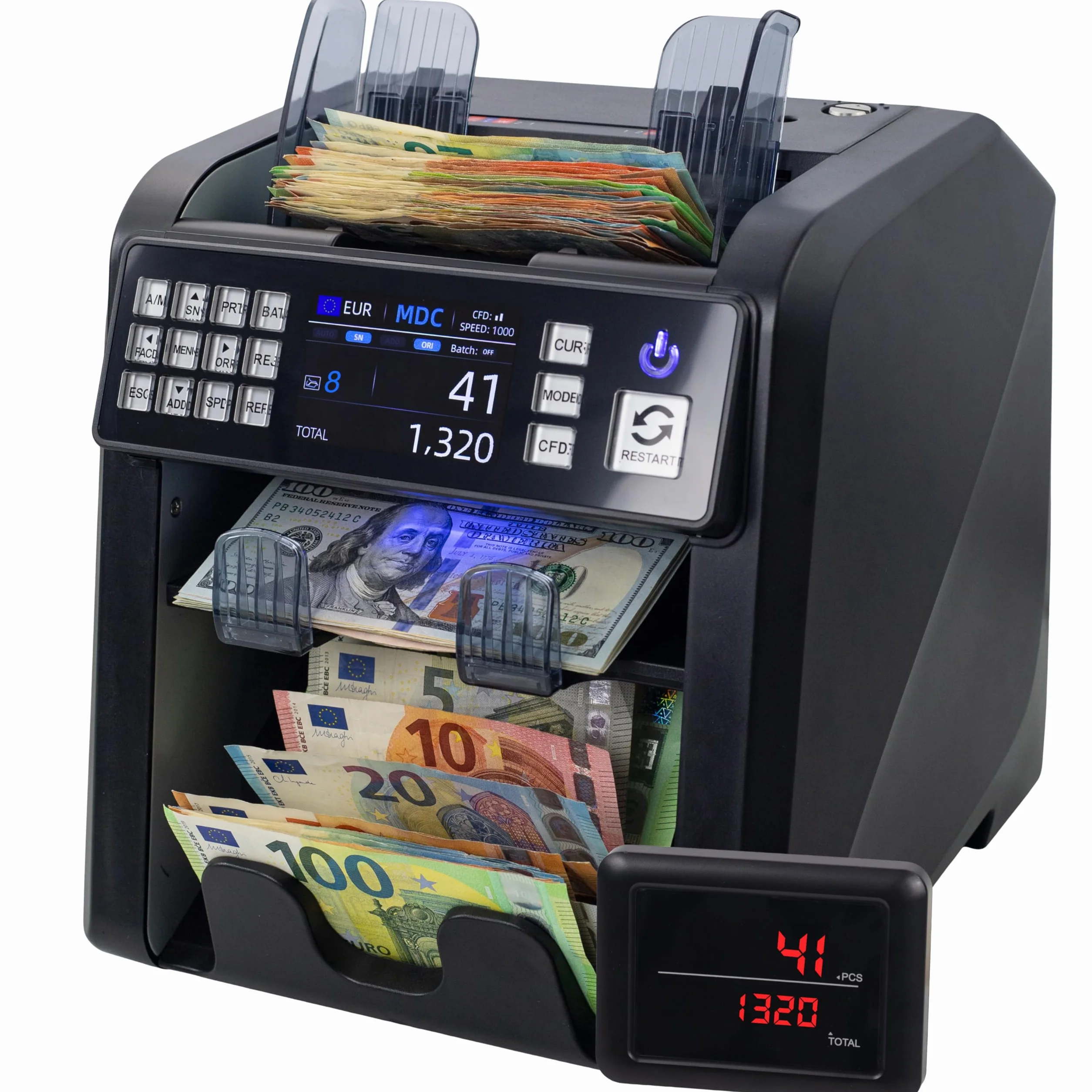 MV-600 Licznik Banknotów | Sortownik Banknotów do Mieszanych Banknotów z 12-krotnym Wykrywaniem Fałszerstw | PLN EUR USD GBP SEK itd. | Maszyna do Liczenia Banknotów