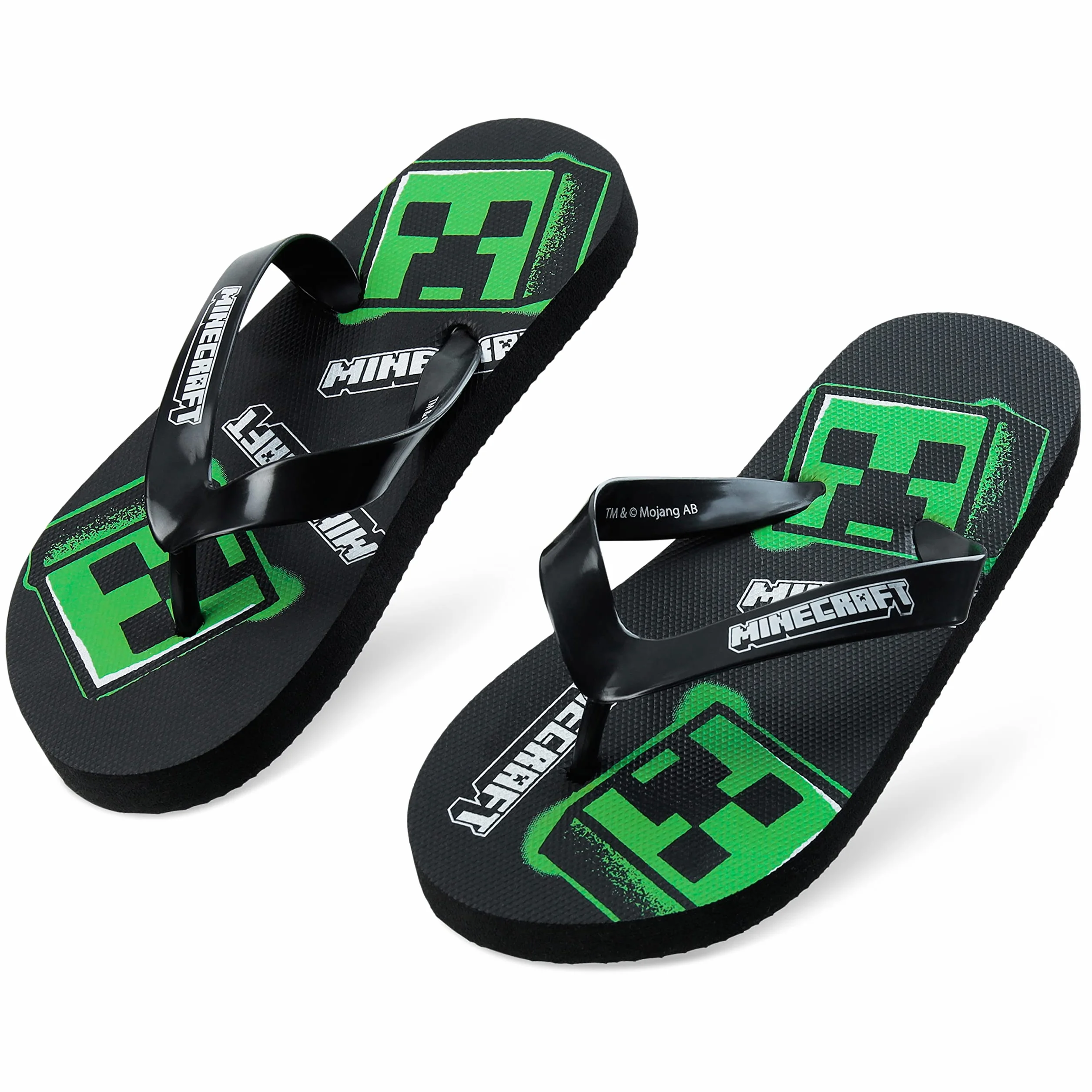 Minecraft Suwaki dla chłopców i nastolatków, dziecięce japonki, lato, plaża, pnącze, zielone dziecięce suwaki, antypoślizgowe, rozmiar 10-6, oficjalny produkt, prezenty dla graczy, dla chłopców