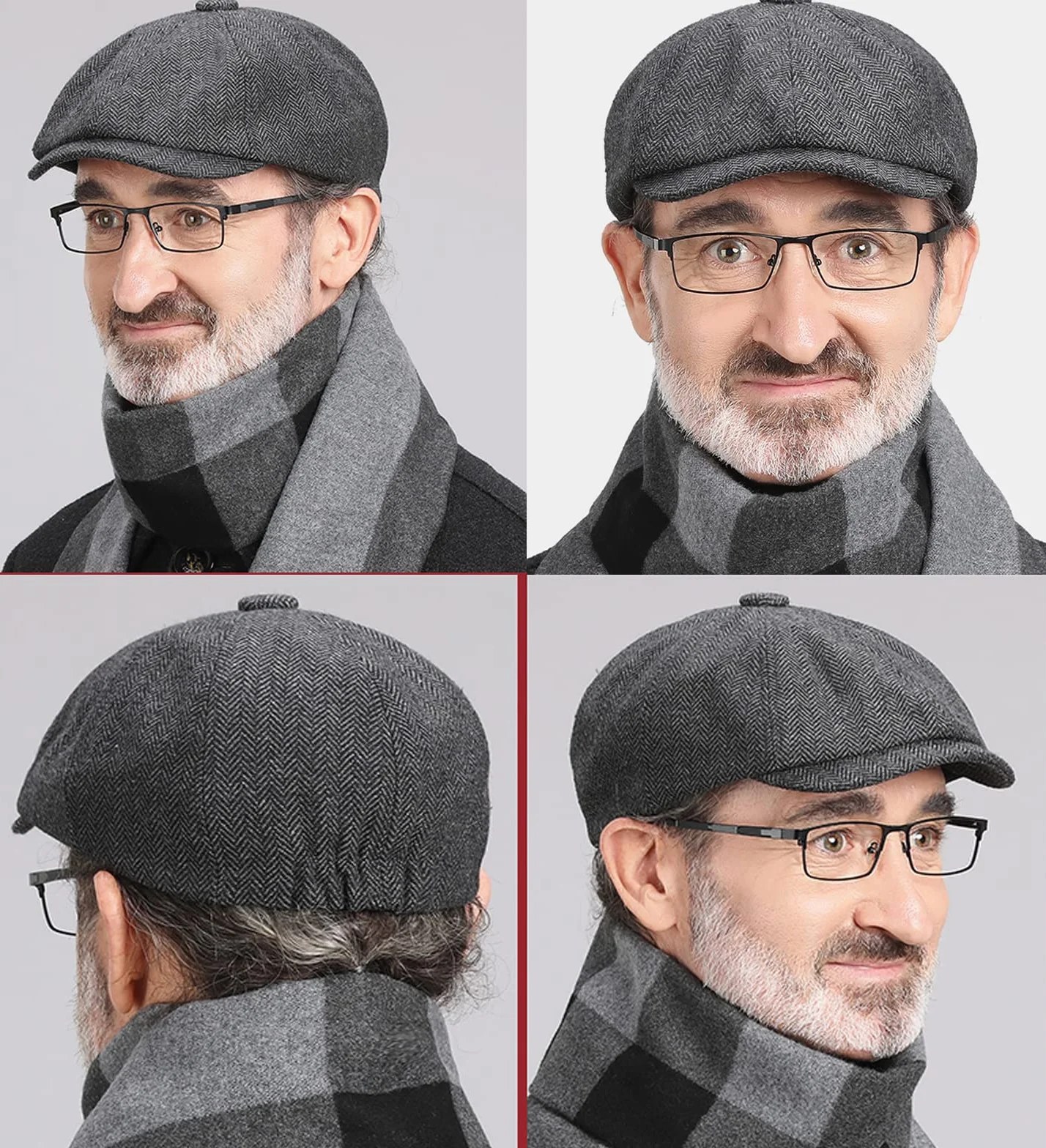 Zimowa płaska czapka męska, czapka beanie typu jodełka, czapka beret Oomo w jodełkę, irlandzka czapka Baker Boy płaska czapka gazeciarza czapka