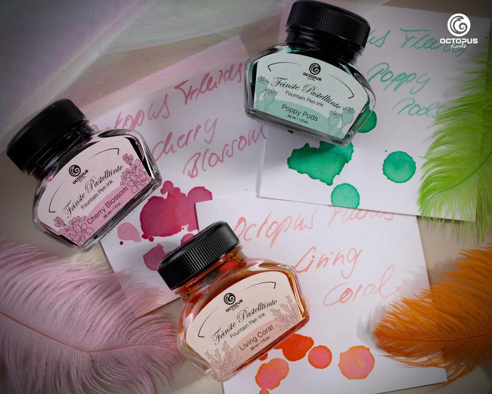 Atrament do piór wiecznych i szklanych piór pastelowych różowych "Cherry Blossom", 30 ml, atrament do kaligrafii