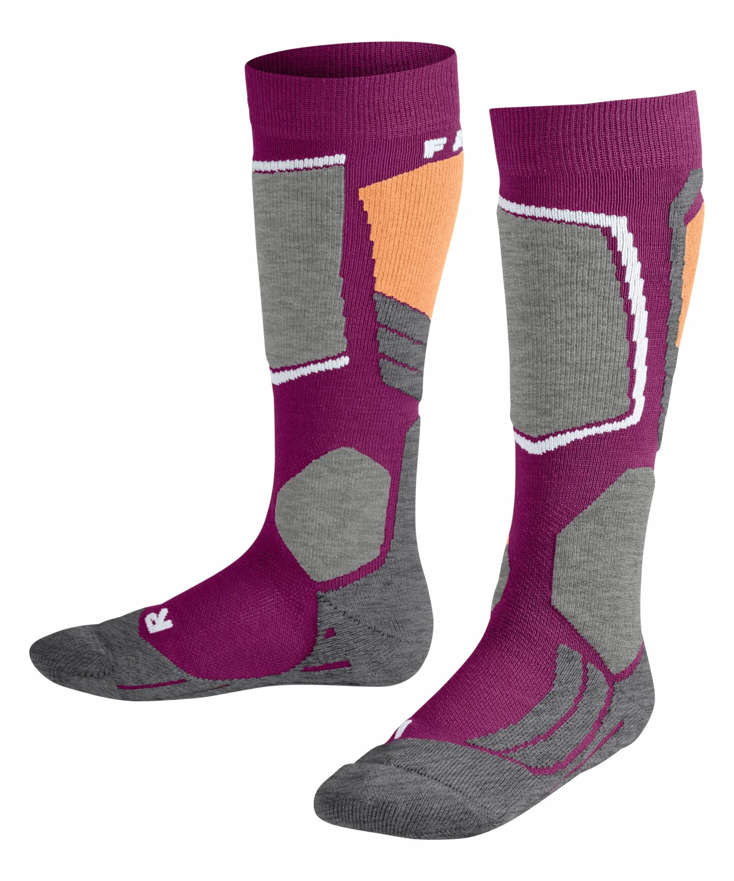 FALKE Uniseks - dzieci Skarpety narciarskie SK2 Intermediate K Kh Wełna ciepłe grube 1 Para, Fioletowy Radiant Orchid 8692, 31-34