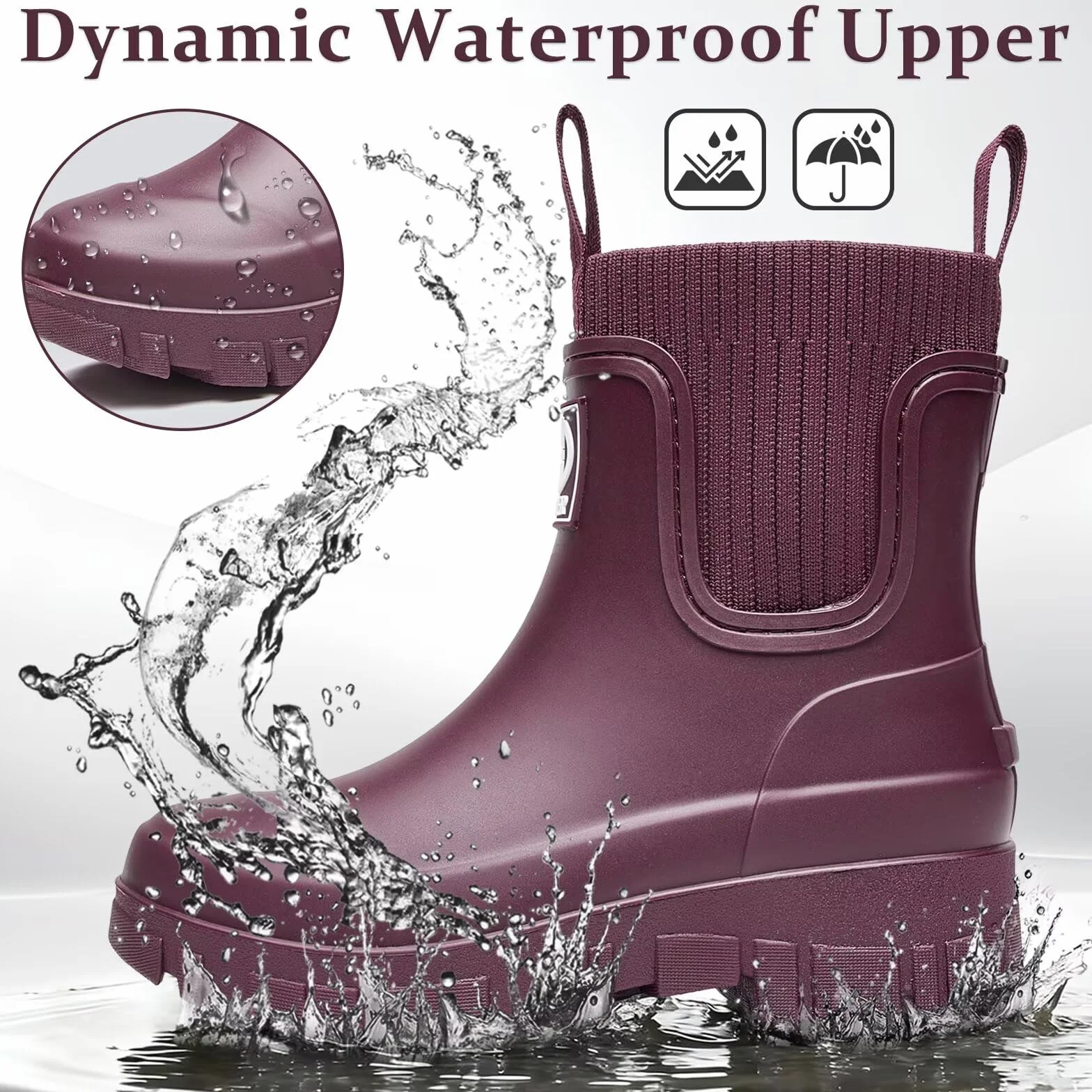 Damskie kalosze przeciwdeszczowe, elastyczne, krótkie, wygodne, do noszenia na co dzień, do ogrodu i na zewnątrz