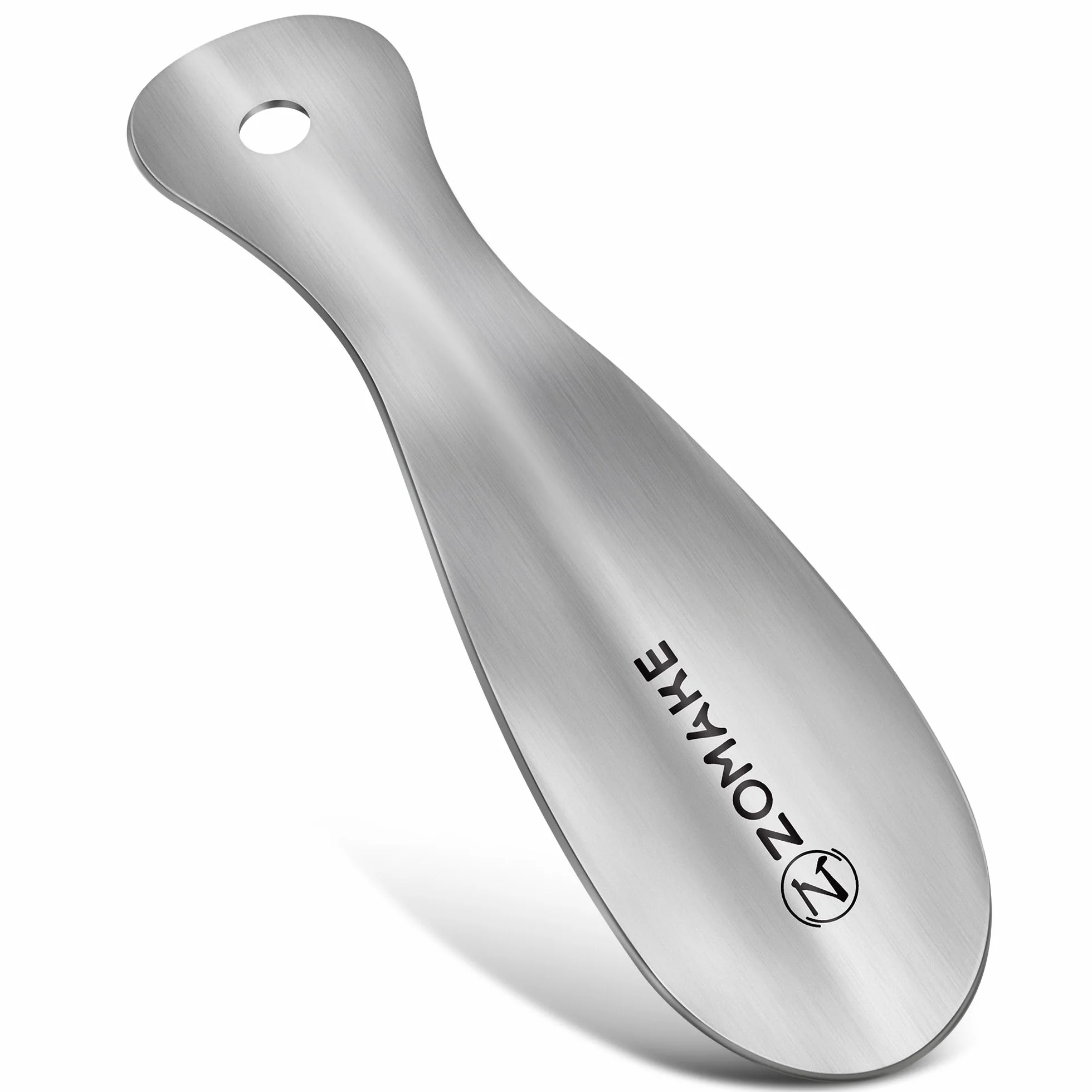 ZOMAKE Mini Łyżka Do Butów Mała Metalowa 19cm,Krótka Łyżka Do Butów Ze Stali Nierdzewnej - Srebrna Mała Łyżka Do Butów Z Uchwytem Ściennym