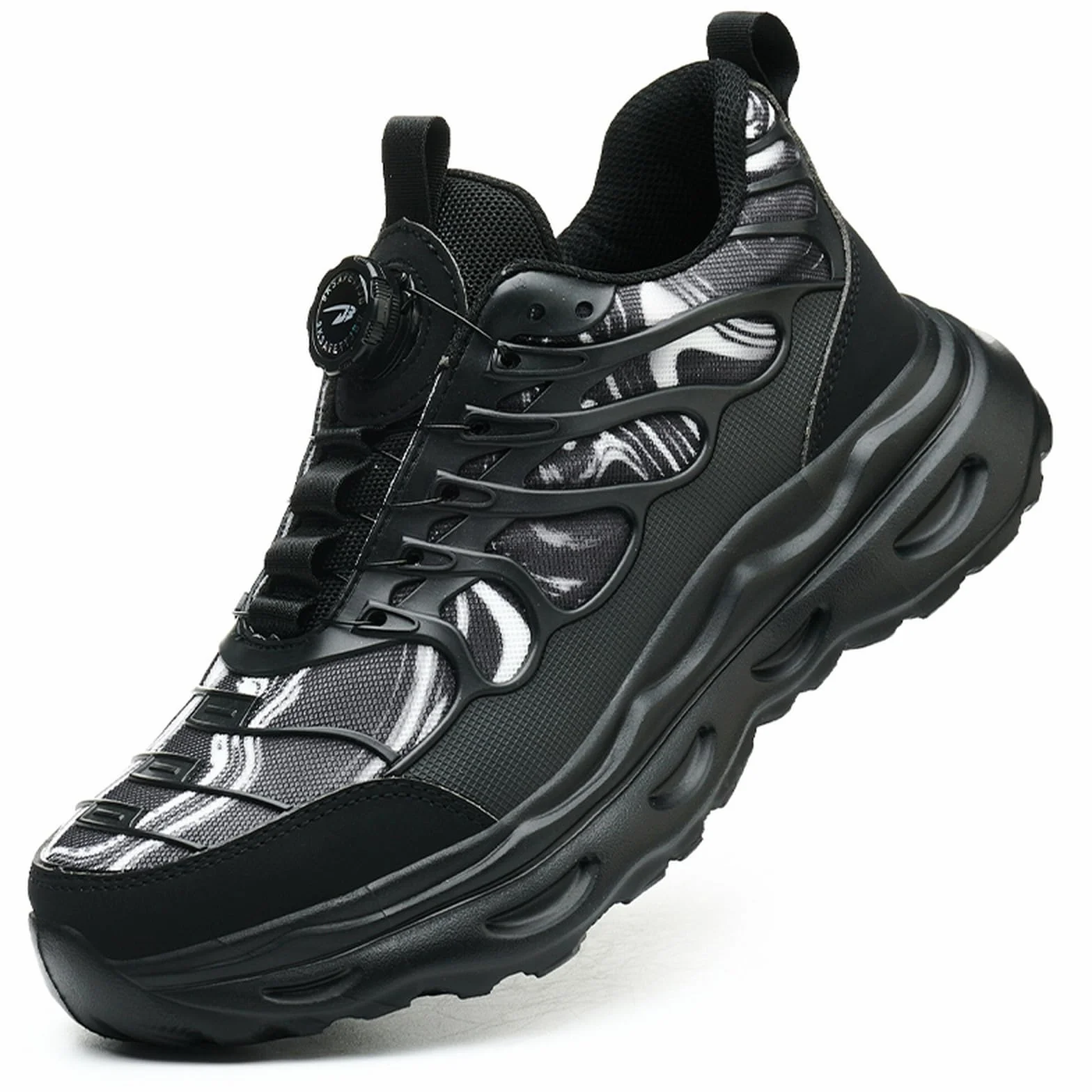 Nowe Męskie Buty Bezpieczeństwa S3 z Obrotowym Zapięciem – Lekkie, Antypoślizgowe, Ochrona przed Uderzeniami i Przebiciami Black 40