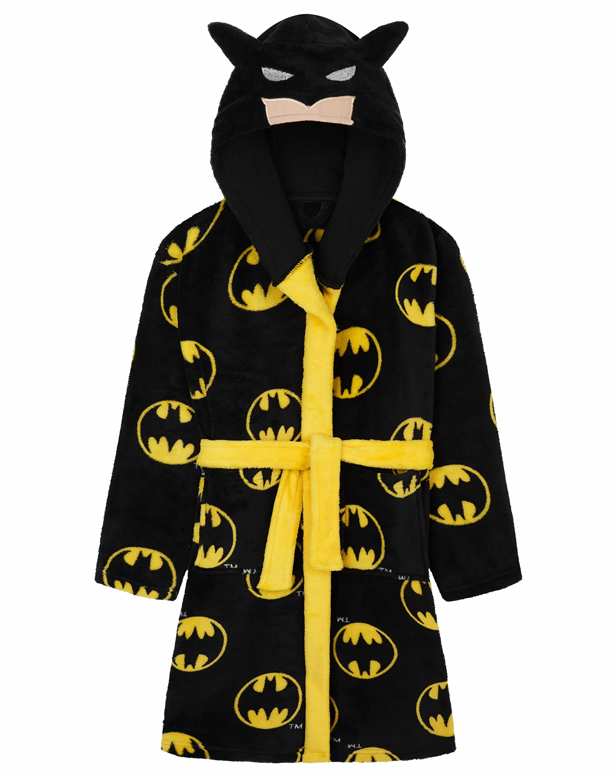 DC COMICS Chłopięcy szlafrok Dziecięcy polar z kapturem Batman Robe (5-6 lat, Czarny)