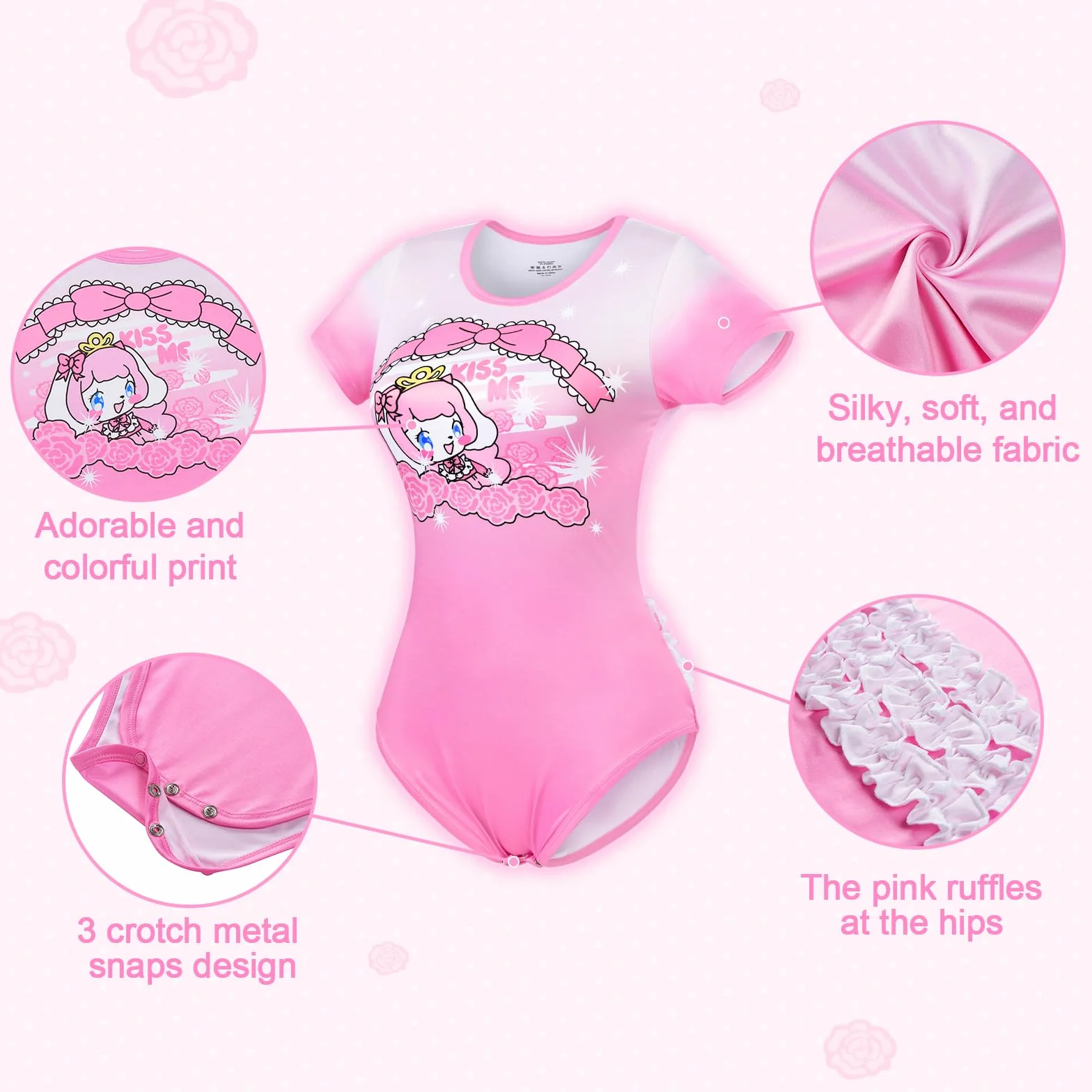 LittleForBig Jedwabisty kombinezon jednoczęściowa piżama body - Little Beauty Ruffle Back Onesie