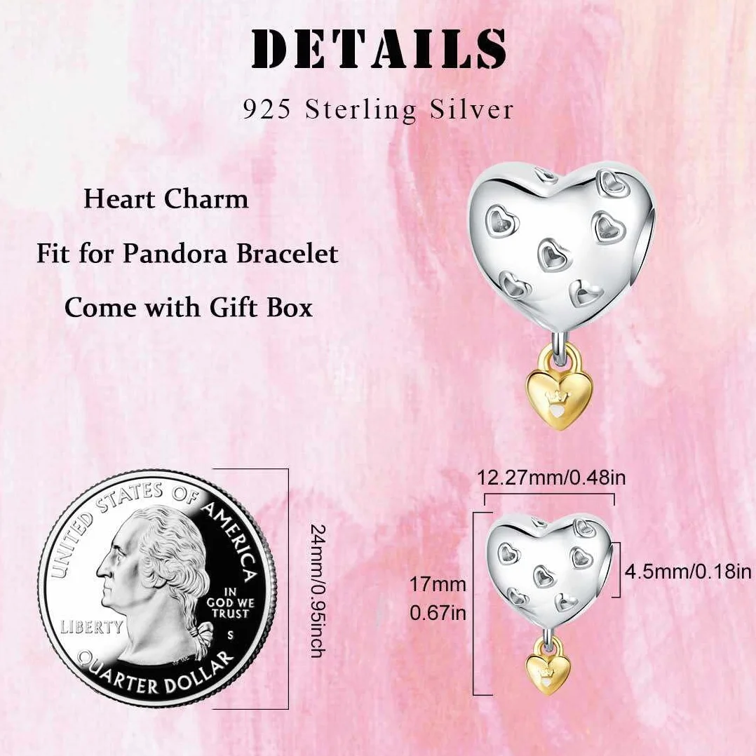 SEVENWELL Zawieszka w kształcie serca ze srebra wysokiej próby do Pandora Charm Love prezent