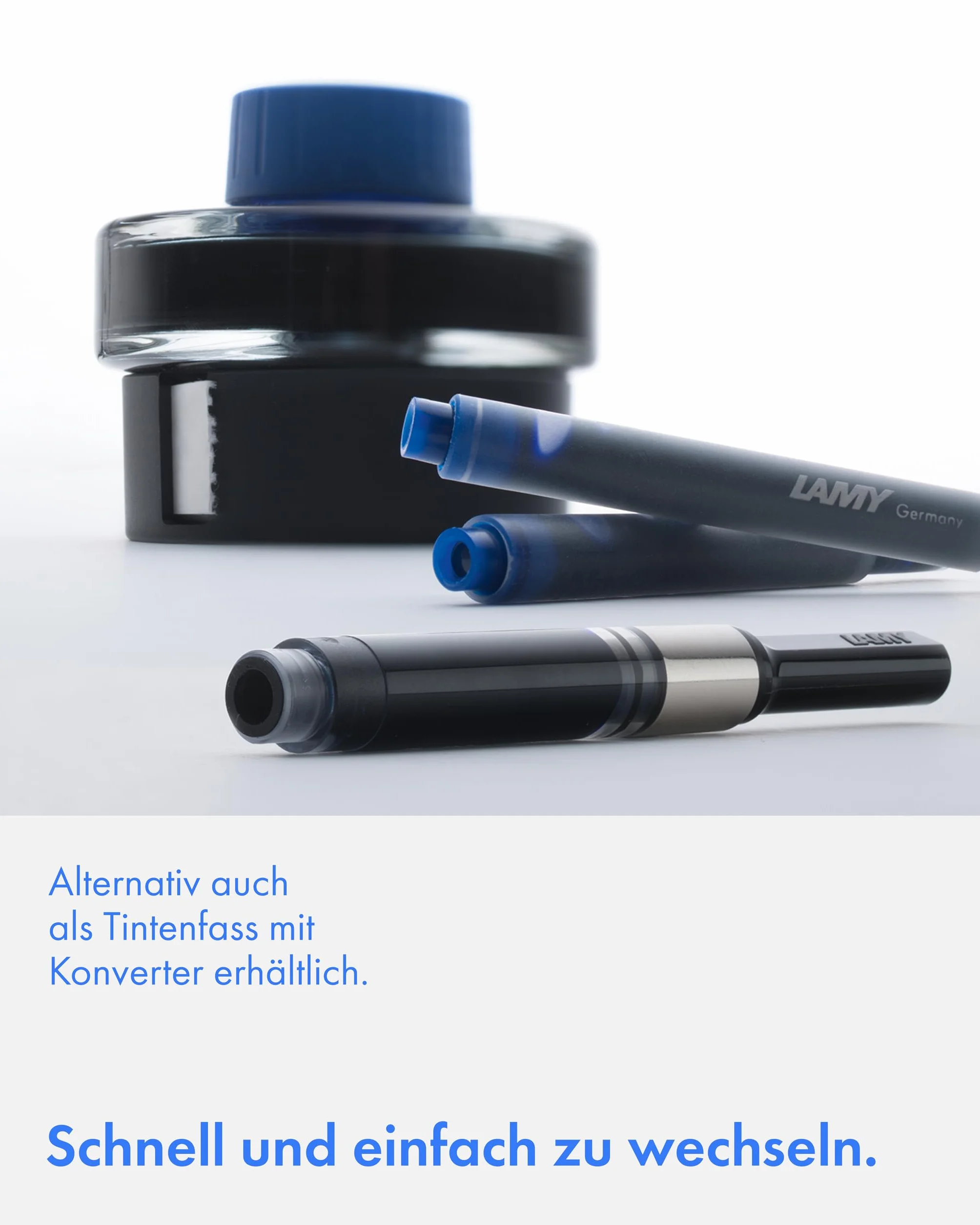 LAMY T10 zestaw 3 wkładów atramentowych z dużym zapasem atramentu, odpowiednie do wszystkich modeli piór wiecznych Lamy Cartridge o pojemności 1,25 ml, 5 sztuk w opakowaniu, kolor niebieski
