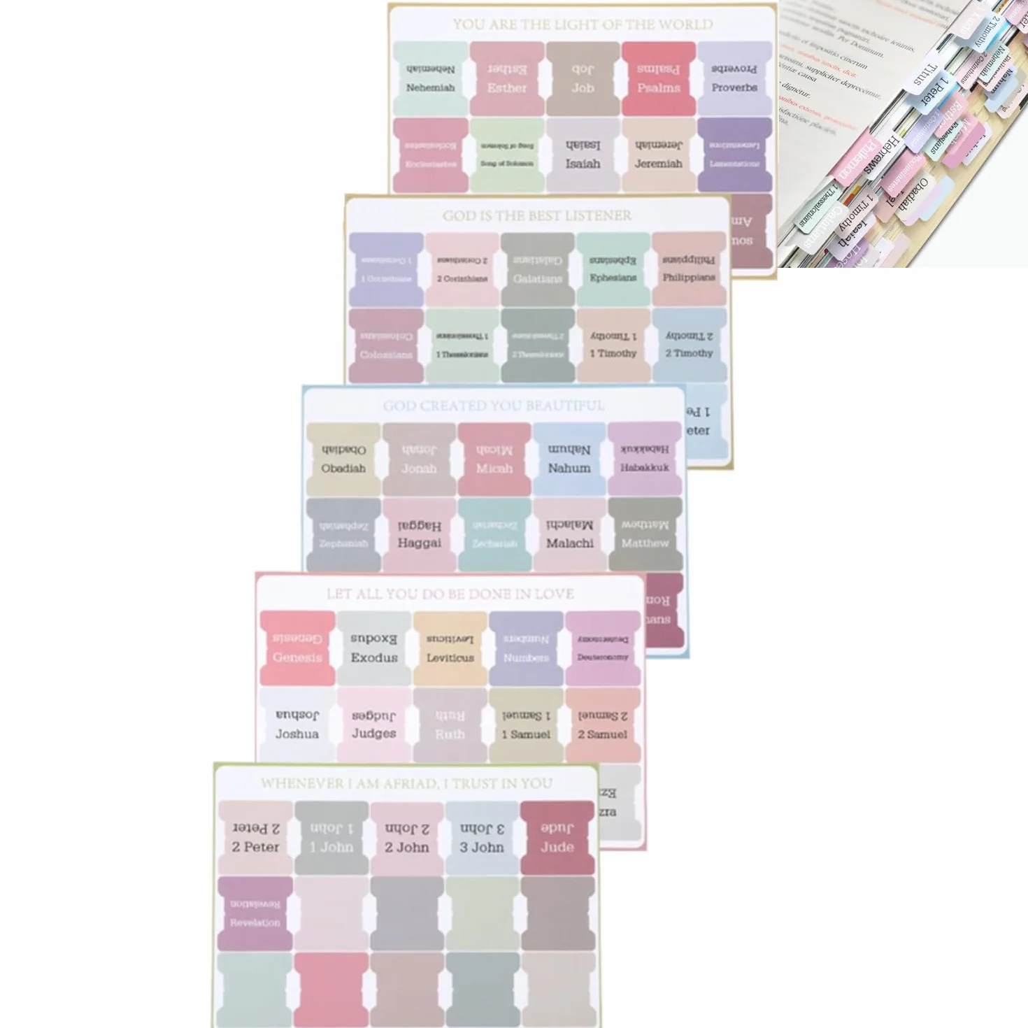 Tabs Biblijne dla kobiet Studiowanie Biblii, 150 Laminowane zakładki biblijne do studium biblijnego dla łatwej nawigacji dla mężczyzn i kobiet