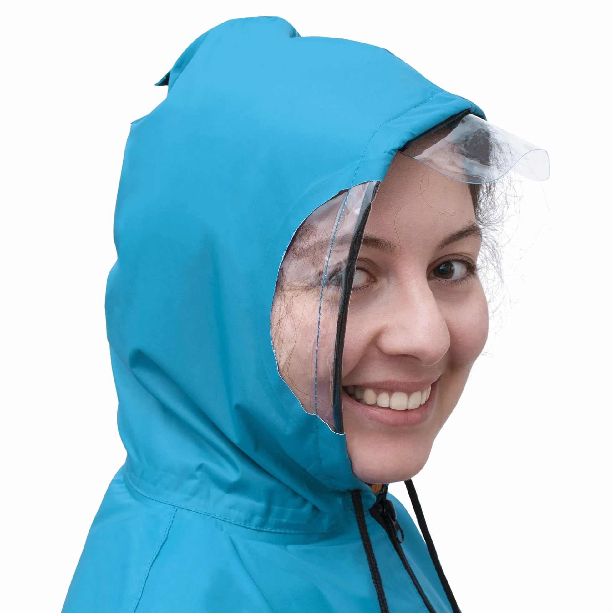 RainRider Ponczo przeciwdeszczowe (horyzont niebieskie) ponczo przeciwdeszczowe na rower, odzież przeciwdeszczowa z kapturem w zestawie z okienkiem, peleryna przeciwdeszczowa rower z paskami