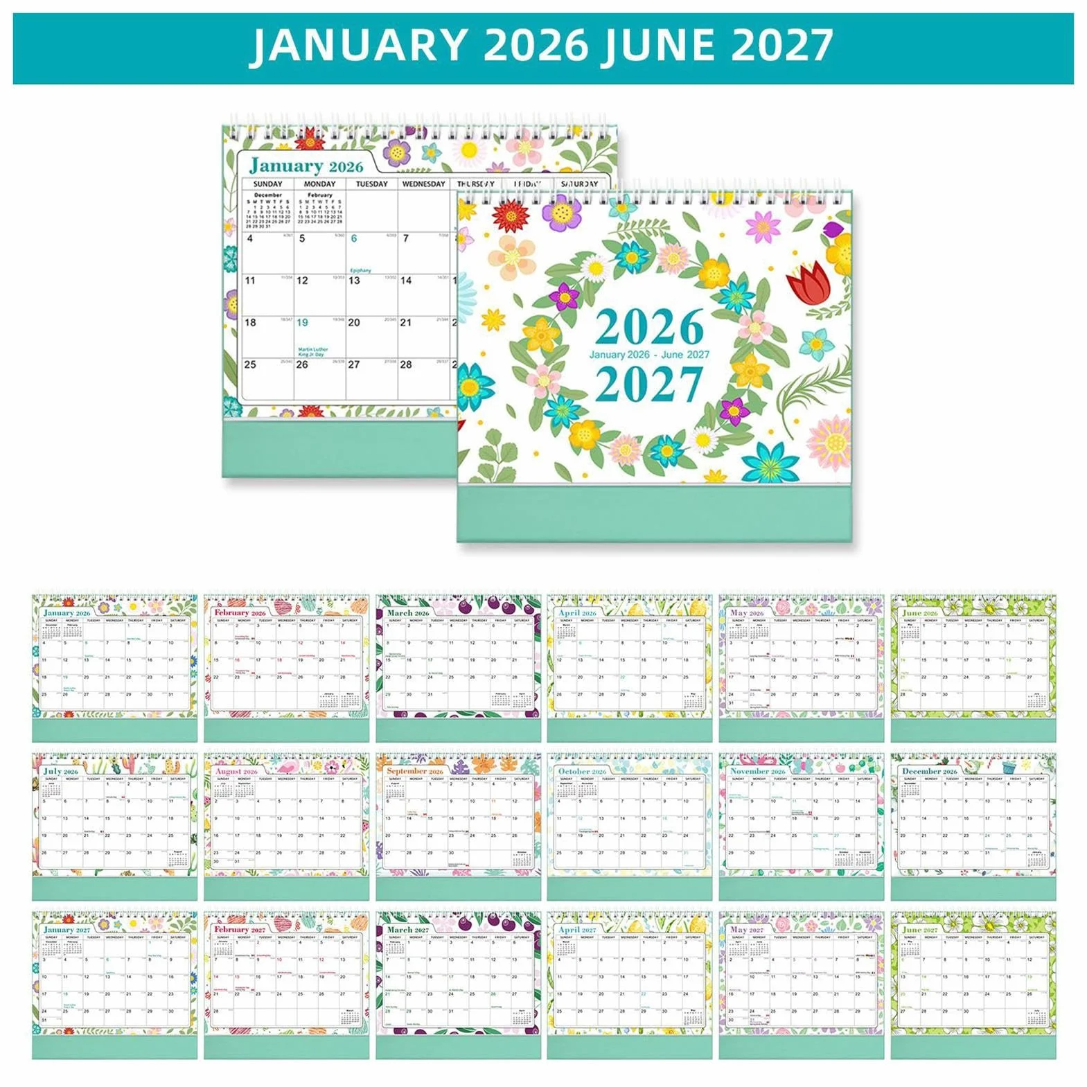 Monthly Planner -2026 Desk Calendar | Paper, Metal Construction With Weekly Daily Notes, Compact Size Feature, Appointment Planning Organizer, Home, Office, Classroom, Teacher Display