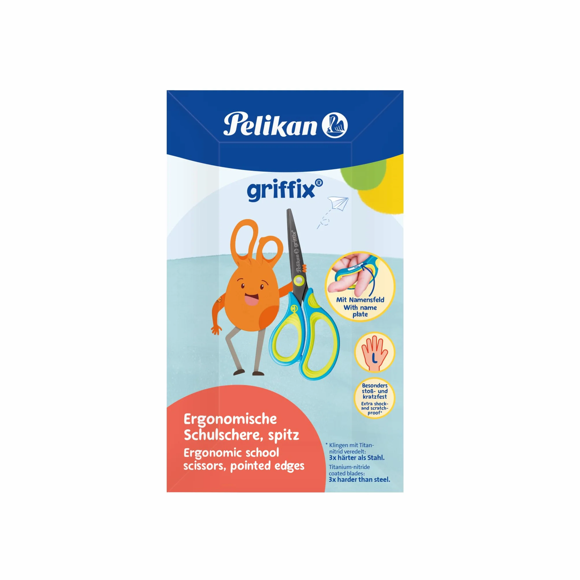 Pelikan 00820592 griffix nożyczki szkolne, dla leworęcznych, NeonFreshBlue, 1 sztuka