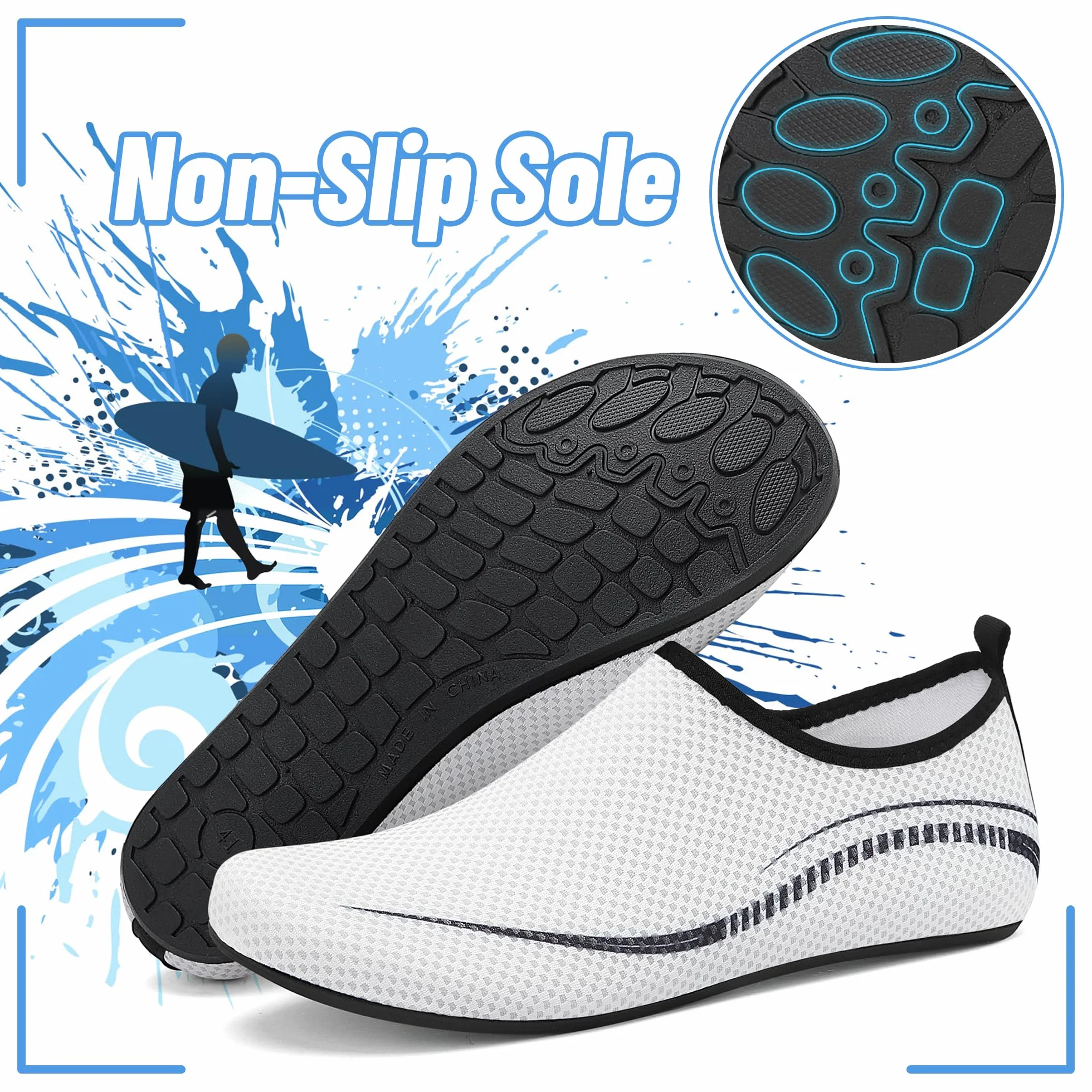 Buty do Wody Water Shoes Buty do SportóW Wodnych Lekkie Buty do PłYwania Buty PlażOwe Buty do Jogi Buty do Surfowania dla Kobiet I MężCzyzn.Biały, 38EU