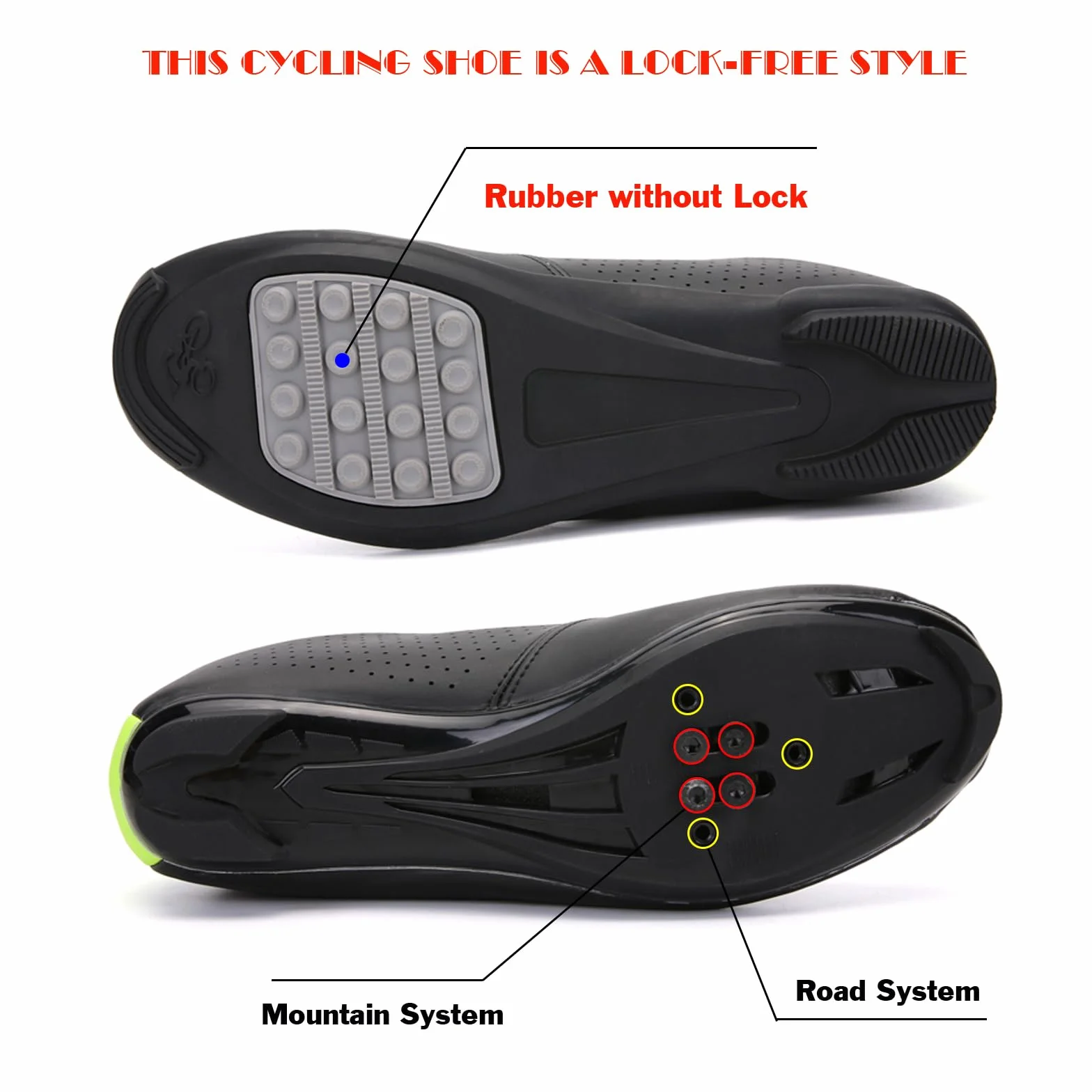 LZQpearl Trampki Rowerowe, Górskie Trampki Rowerowe I Szosowe Z Gumową Podesztywą Buty Rowerowe Bez Blokady System Sznurowania Szybkie Obrót Black, 43