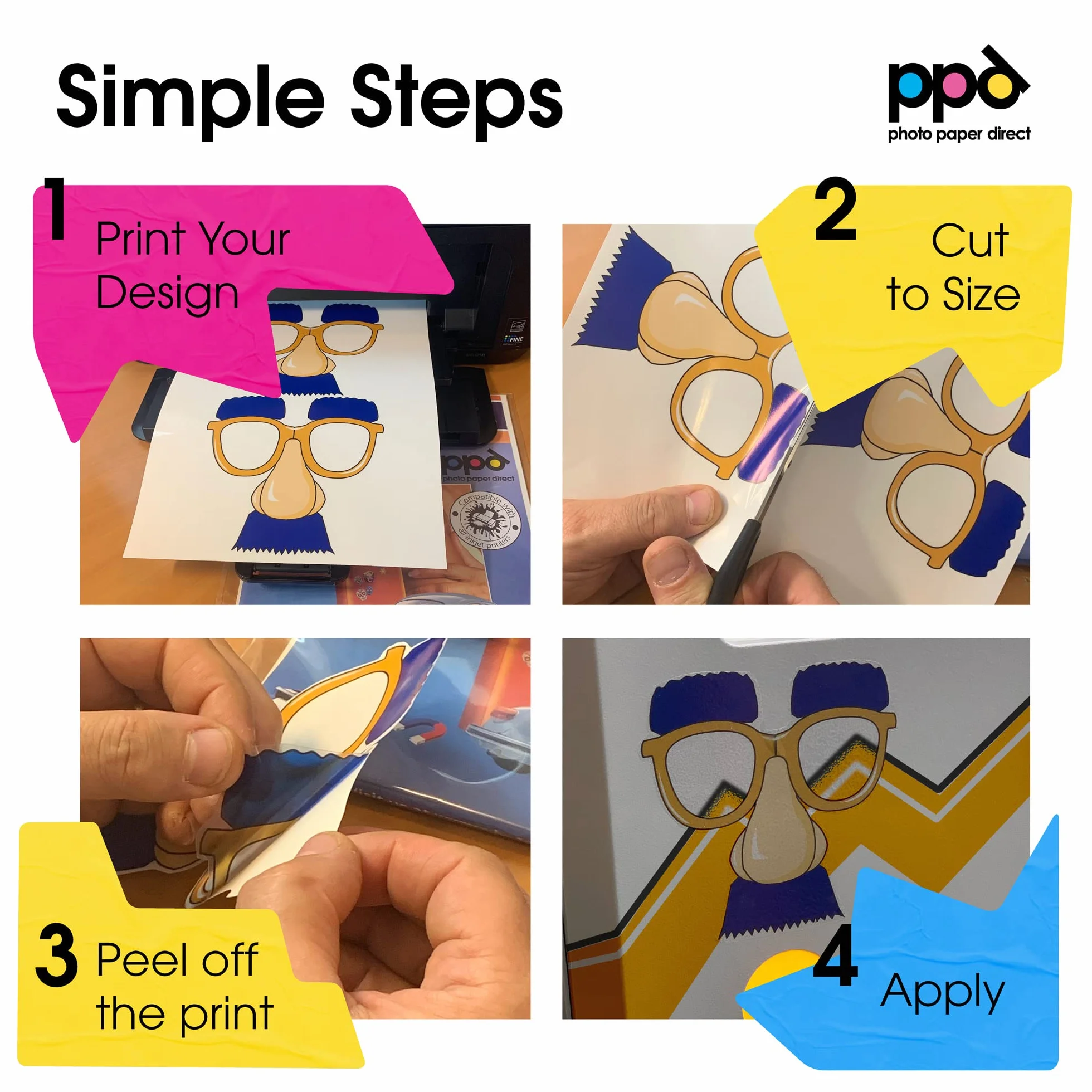 PPD A4 20 Arkuszy Półprzezroczystego Samoprzylepnego Papieru Winylowego do Drukarek Atramentowych - PPD-39F-20