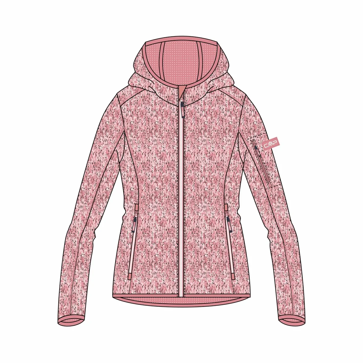 CMP Knit-tech dziecięca kurtka z kapturem ze stałym kapturem, kurtka Knit-Tech dla dzieci, unisex, dla dzieci i młodzieży