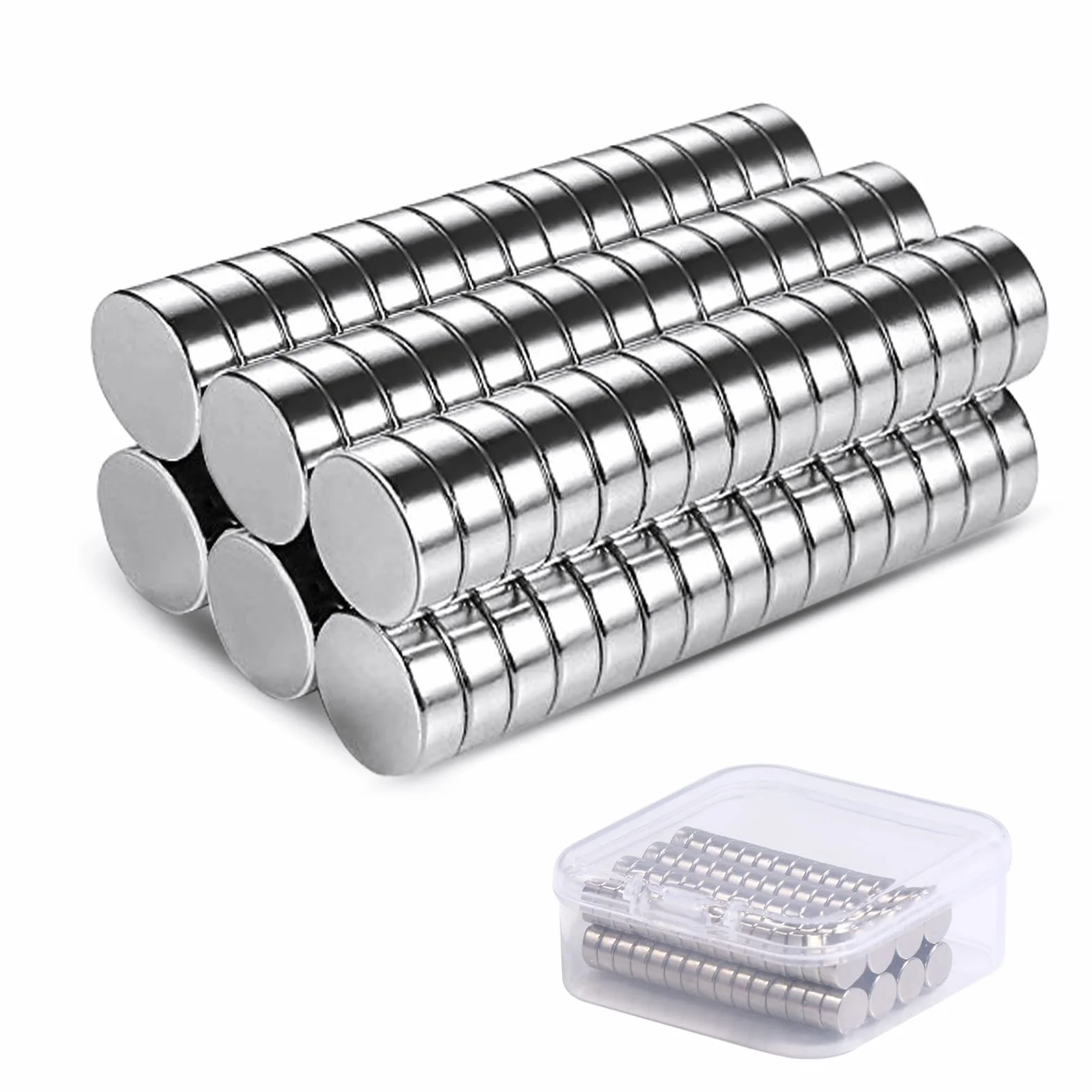 Vinabo 60 szt., małe magnesy na lodówkę, 6 mm x 3 mm, neodymowe, mini, mocne metalowe pinezki do lodówki, zdjęcia, DIY, karty, biała tablica, kalendarz