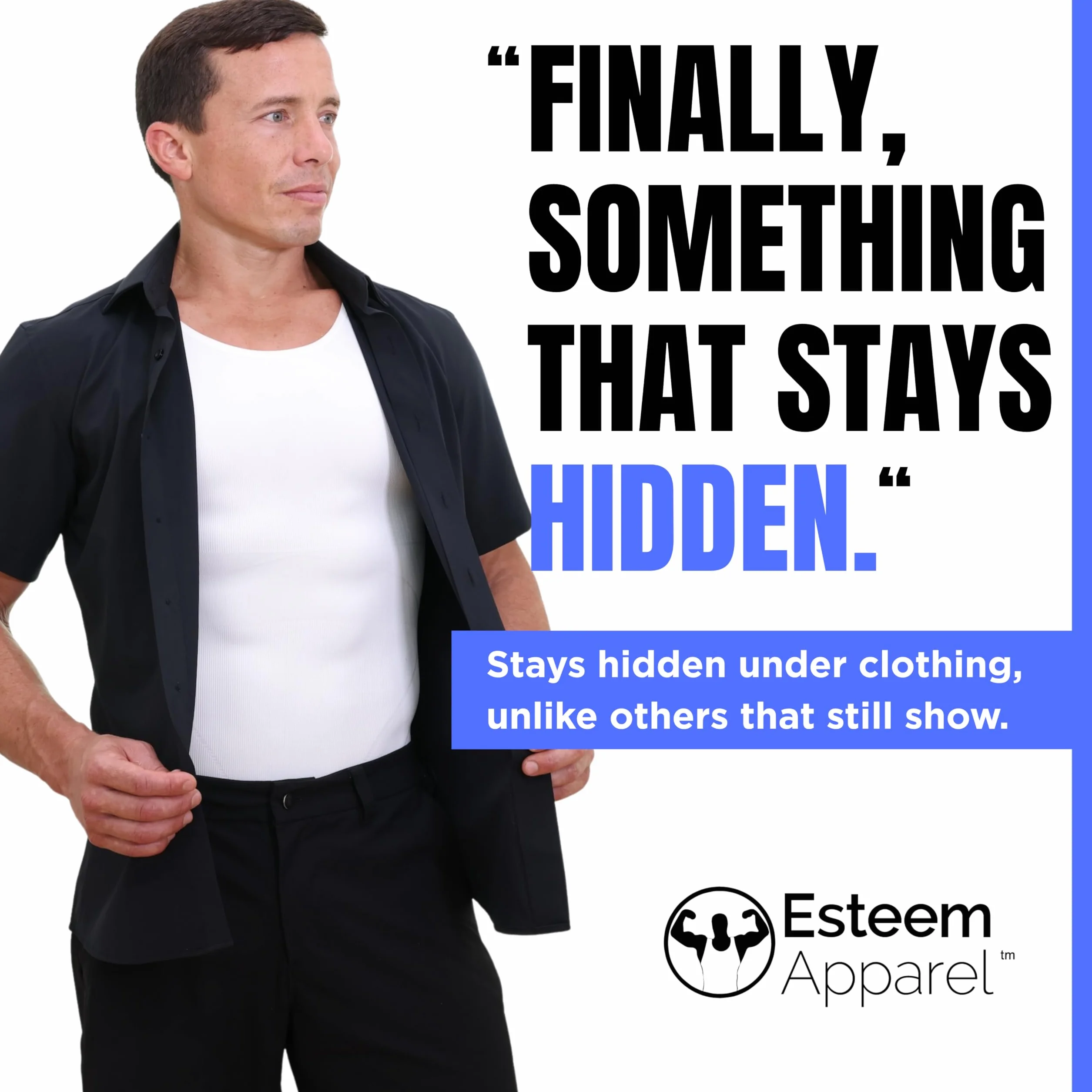 Esteem Apparel EliteSlim męska koszula kompresyjna, aby ukryć ginekomastię moobs brzuch brzuch wyszczuplająca bielizna modelująca