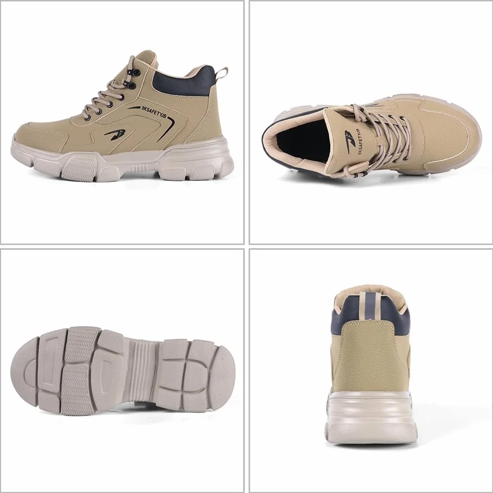 OFFCUP Buty ochronne stalowe noski wodoszczelne antypoślizgowe skórzane khaki rozmiar 40-44