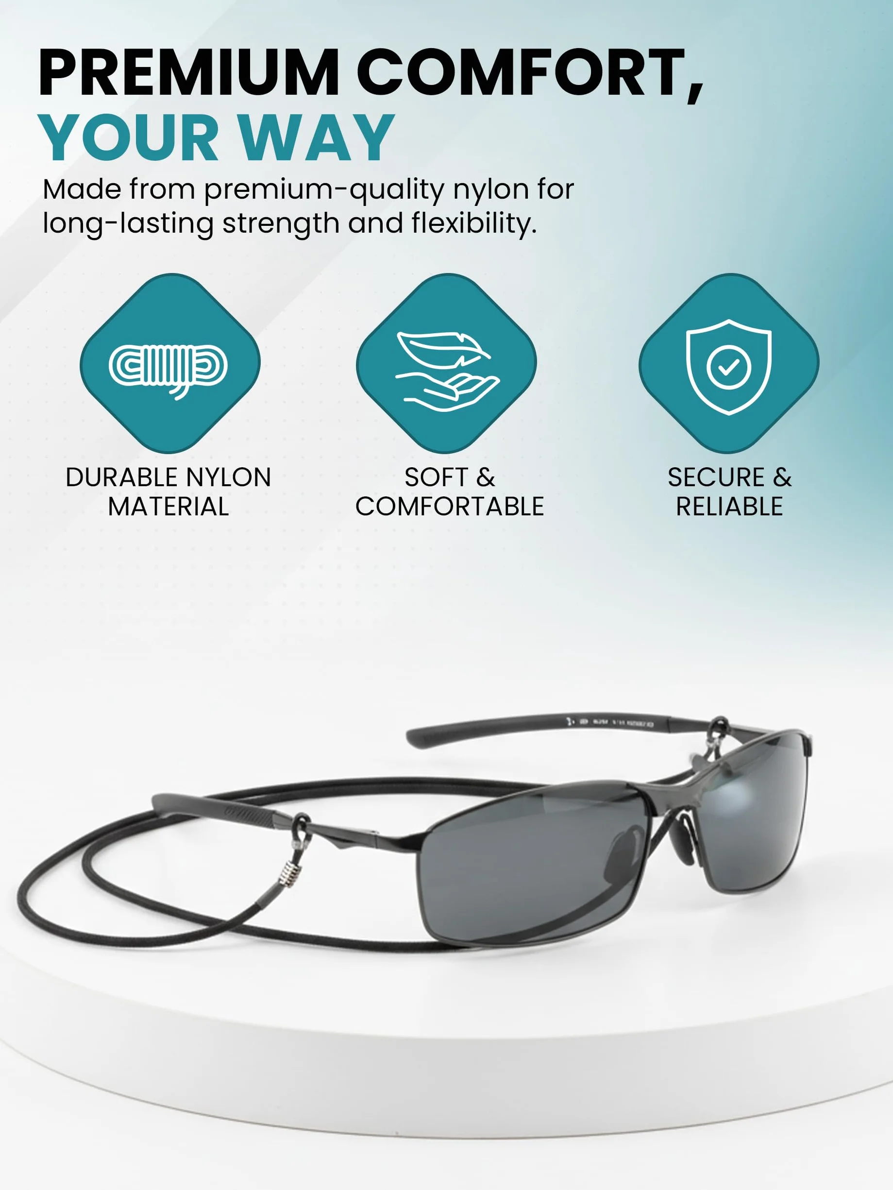 SPORTS WORLD VISION 4 szt unisex, pasek i uchwyt do okularów, wysokiej jakości, antypoślizgowy łańcuszek do okularów | Wytrzymały łańcuszek do okularów dla kobiet i mężczyzn,