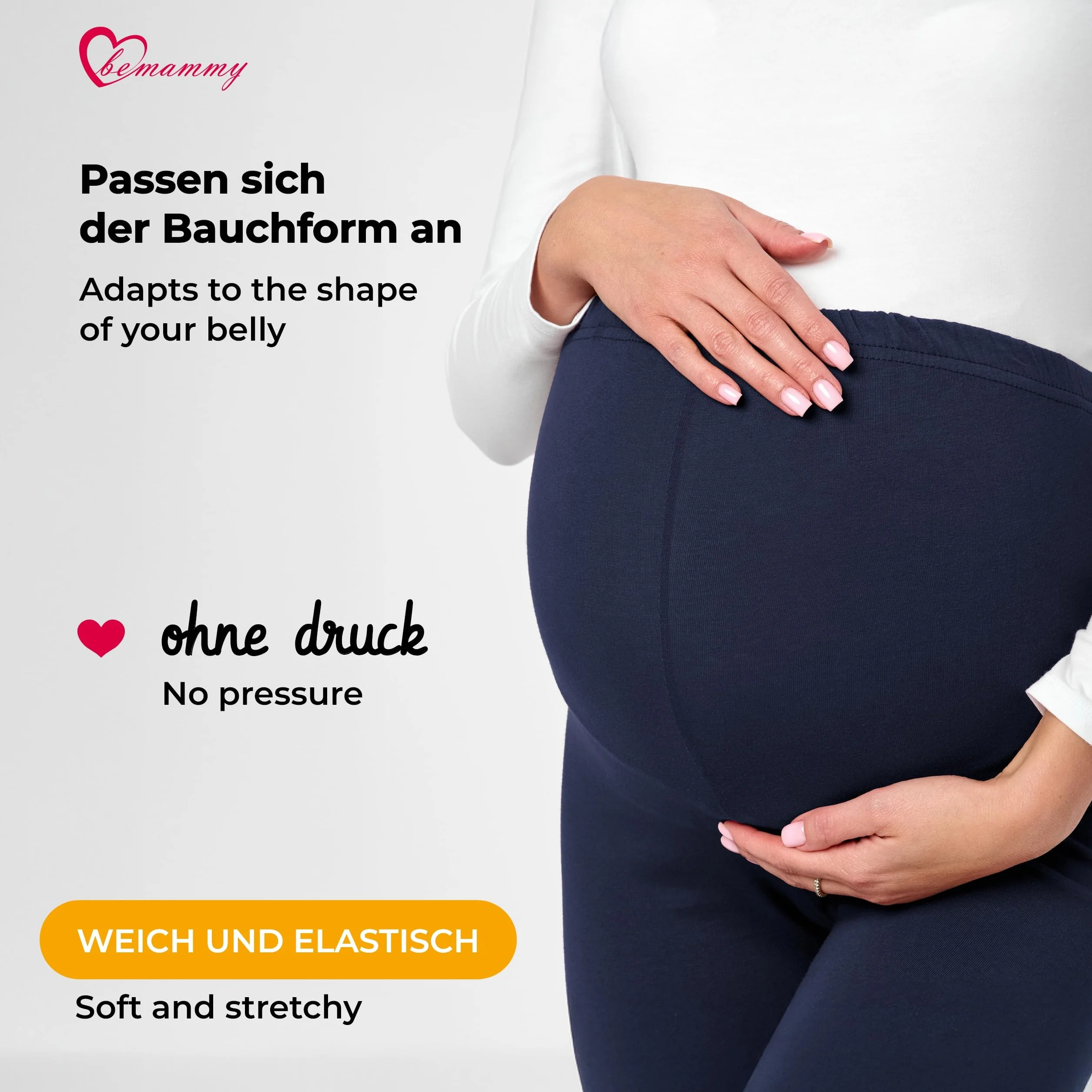 Be Mammy Bawełniane Legginsy Ciążowe Długie BE20-230