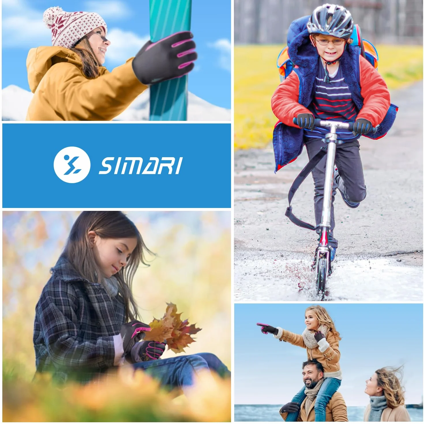 SIMARI SMRG106 Rękawice zimowe, termiczne, antypoślizgowe, na ekran dotykowy, do jazdy na rowerze, biegania, siatkówki, hokeja, piłki nożnej, rugby, narciarstwa, aktywności na świeżym powietrzu, dla